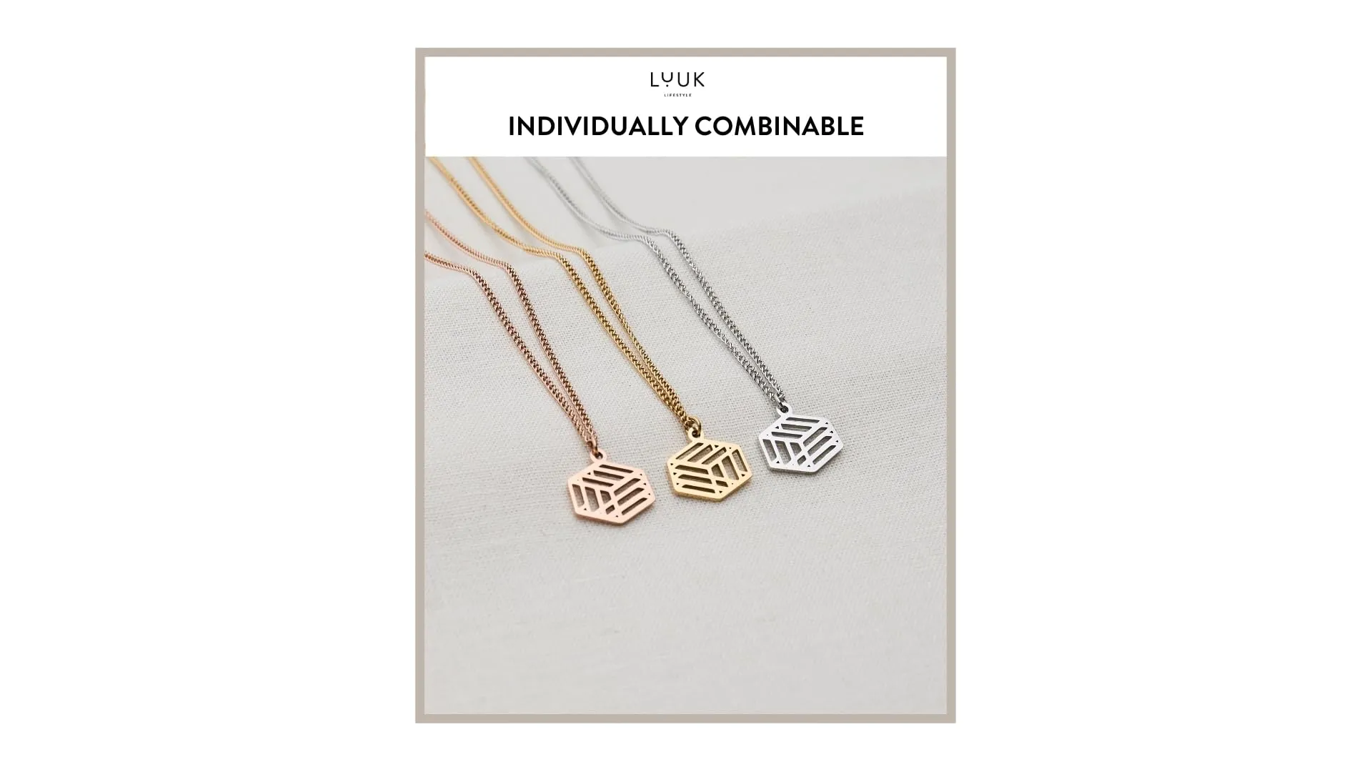 LUUK LIFESTYLE Collana con Ciondolo Dado, Oro, 50cm - immagine 5