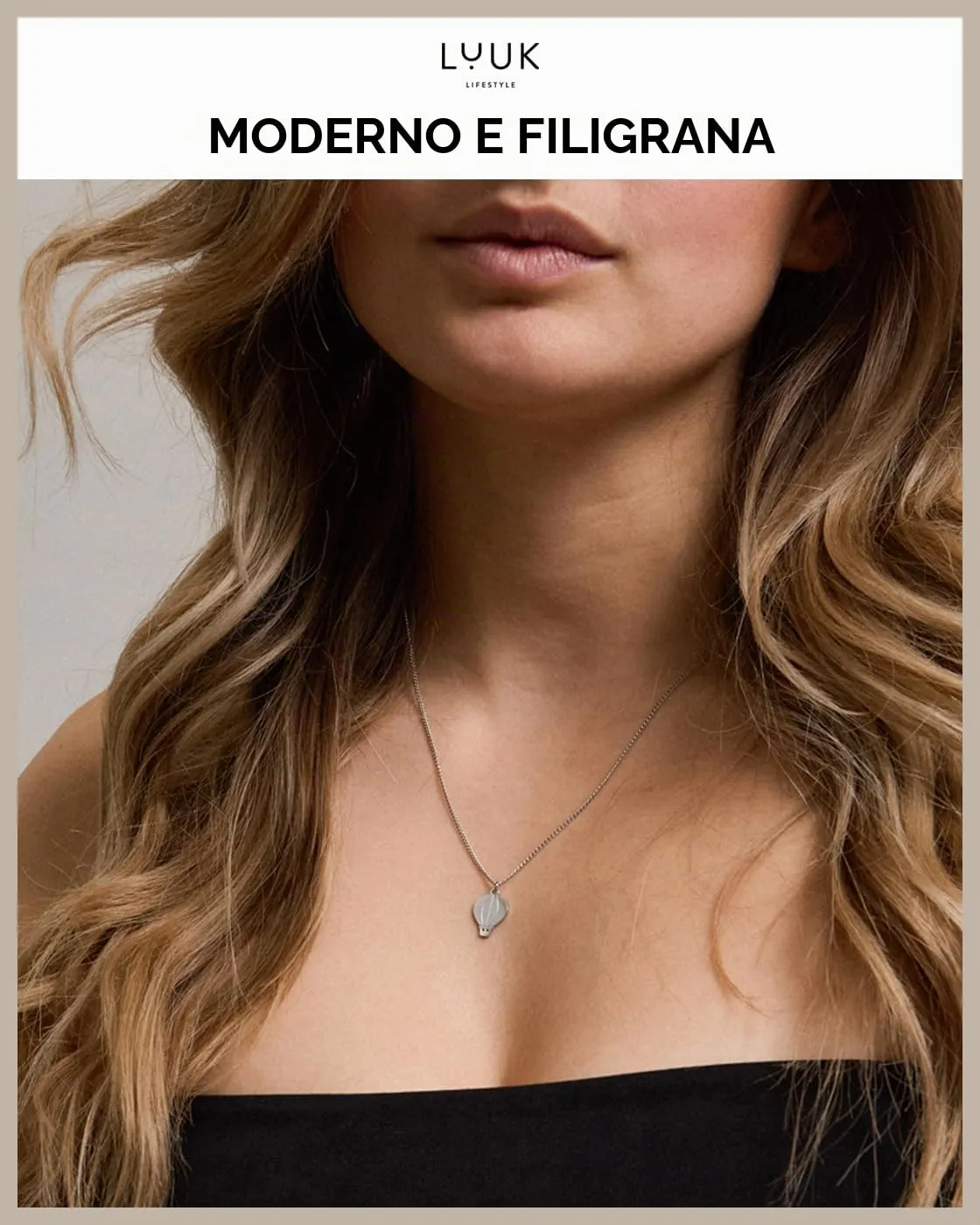 LUUK LIFESTYLE Collana con Ciondolo Mongolfiera, Argento, 50cm - immagine 3