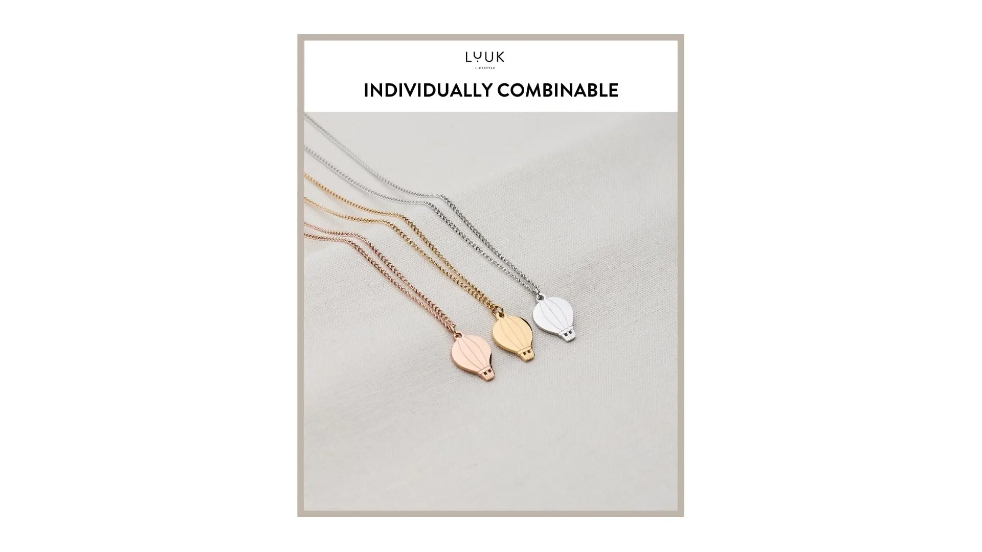 LUUK LIFESTYLE Collana con Ciondolo Mongolfiera, Argento, 50cm - immagine 5