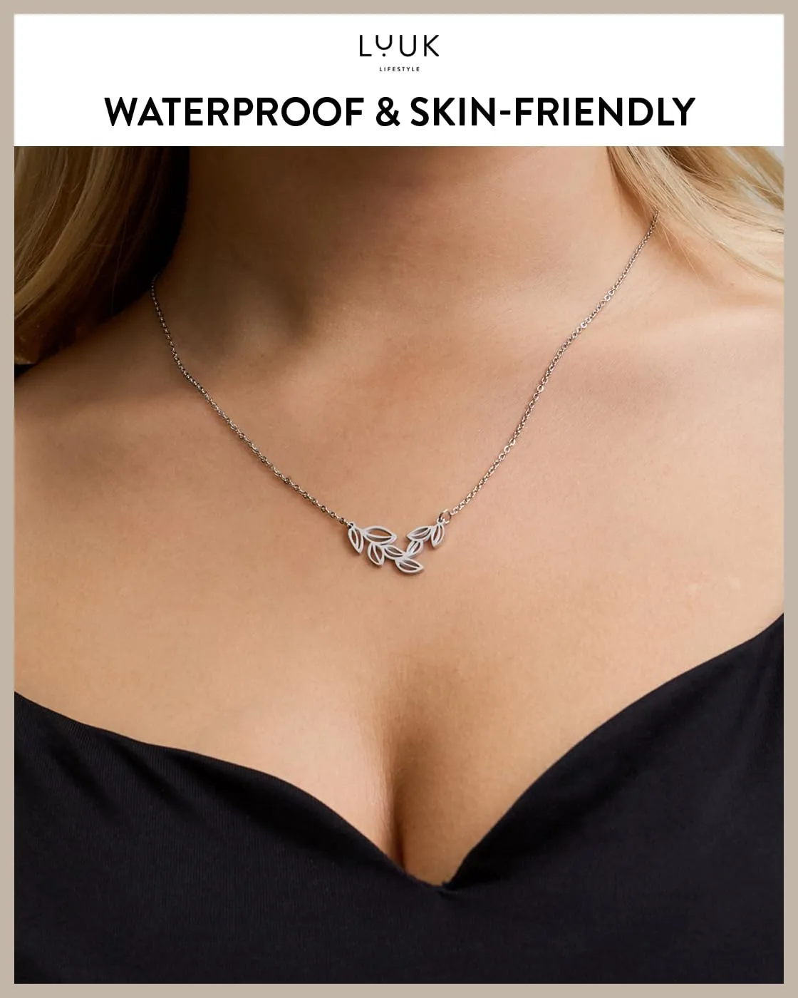 LUUK LIFESTYLE Collana con Ciondolo Ramo d'Ulivo, Argento, 50cm - immagine 2