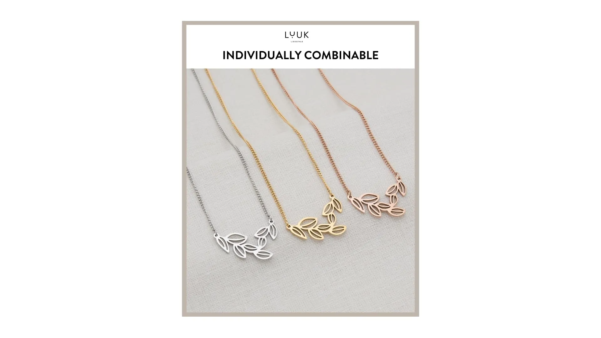 LUUK LIFESTYLE Collana con Ciondolo Ramo d'Ulivo, Argento, 50cm - immagine 5