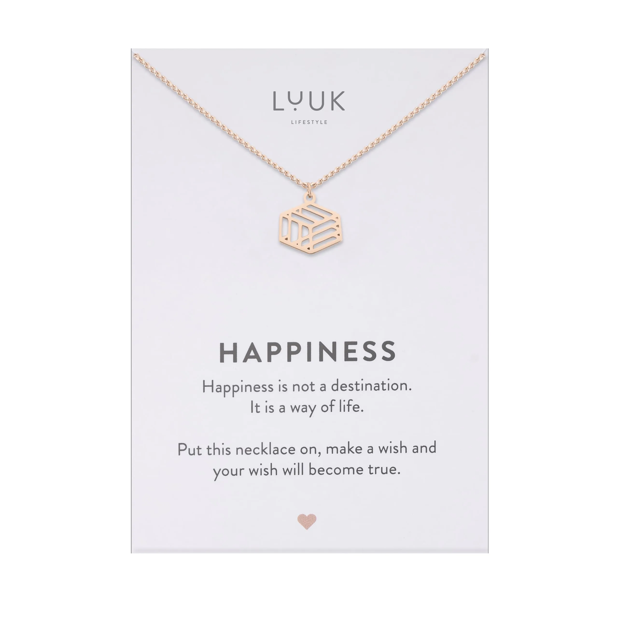 LUUK LIFESTYLE Collana con Ciondolo Dado, Oro Rosa, 50cm - immagine 1