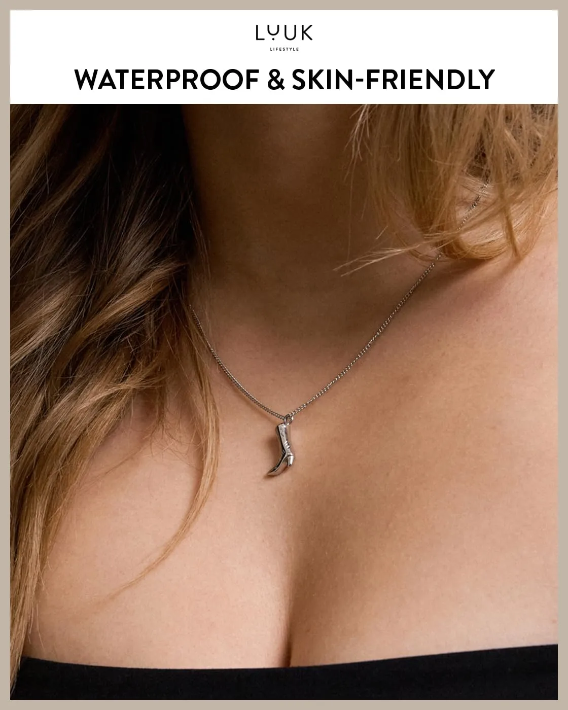 LUUK LIFESTYLE Collana con Ciondolo Stivale da Cowboy, Argento, 50cm - immagine 2