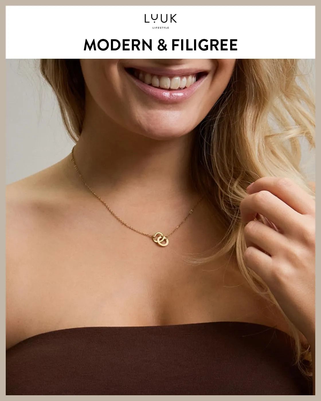 LUUK LIFESTYLE Collana con Ciondolo Infinito, Oro, 50cm - immagine 3