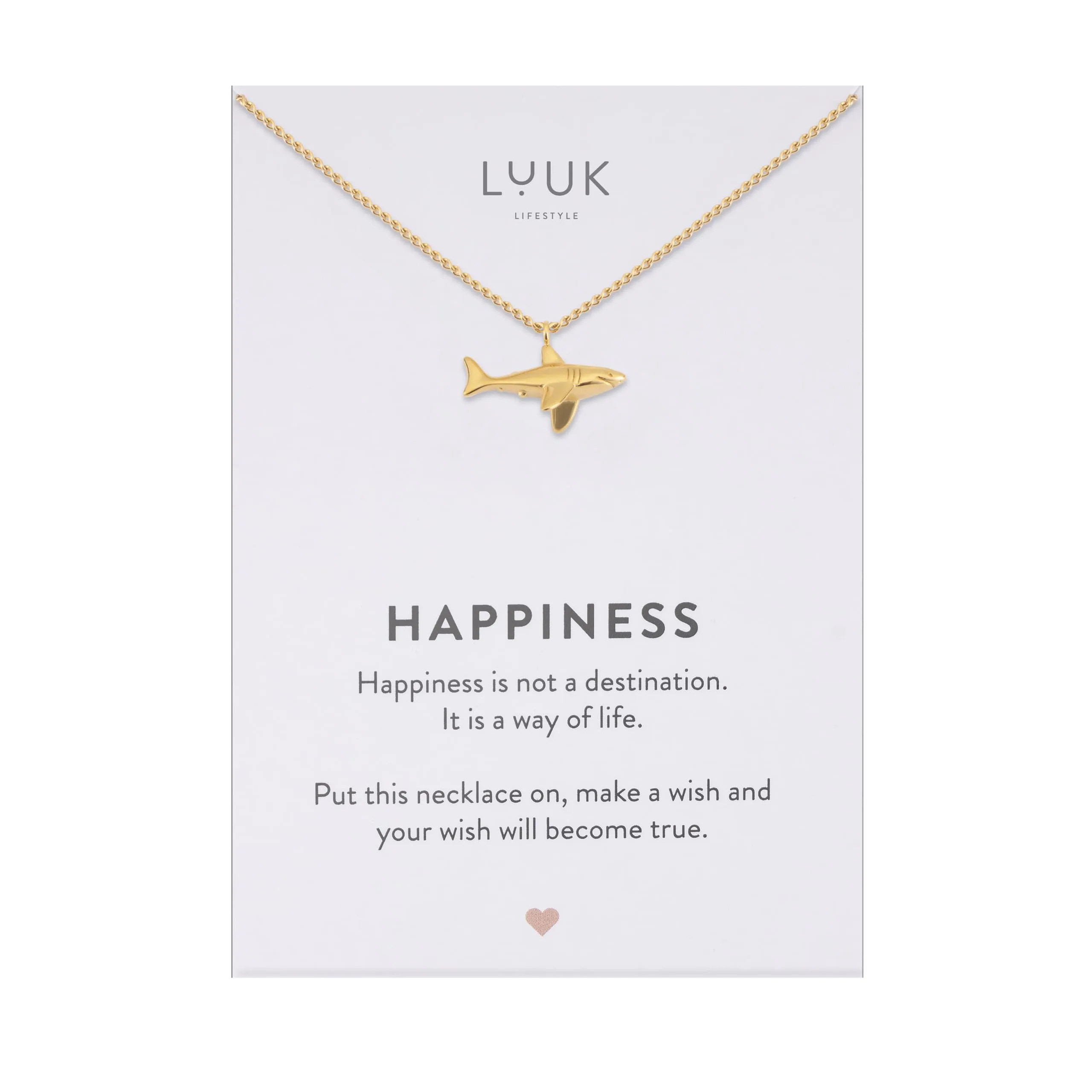 LUUK LIFESTYLE Collana Acciaio Inox con Ciondolo Squalo, Oro, 50cm - immagine 1