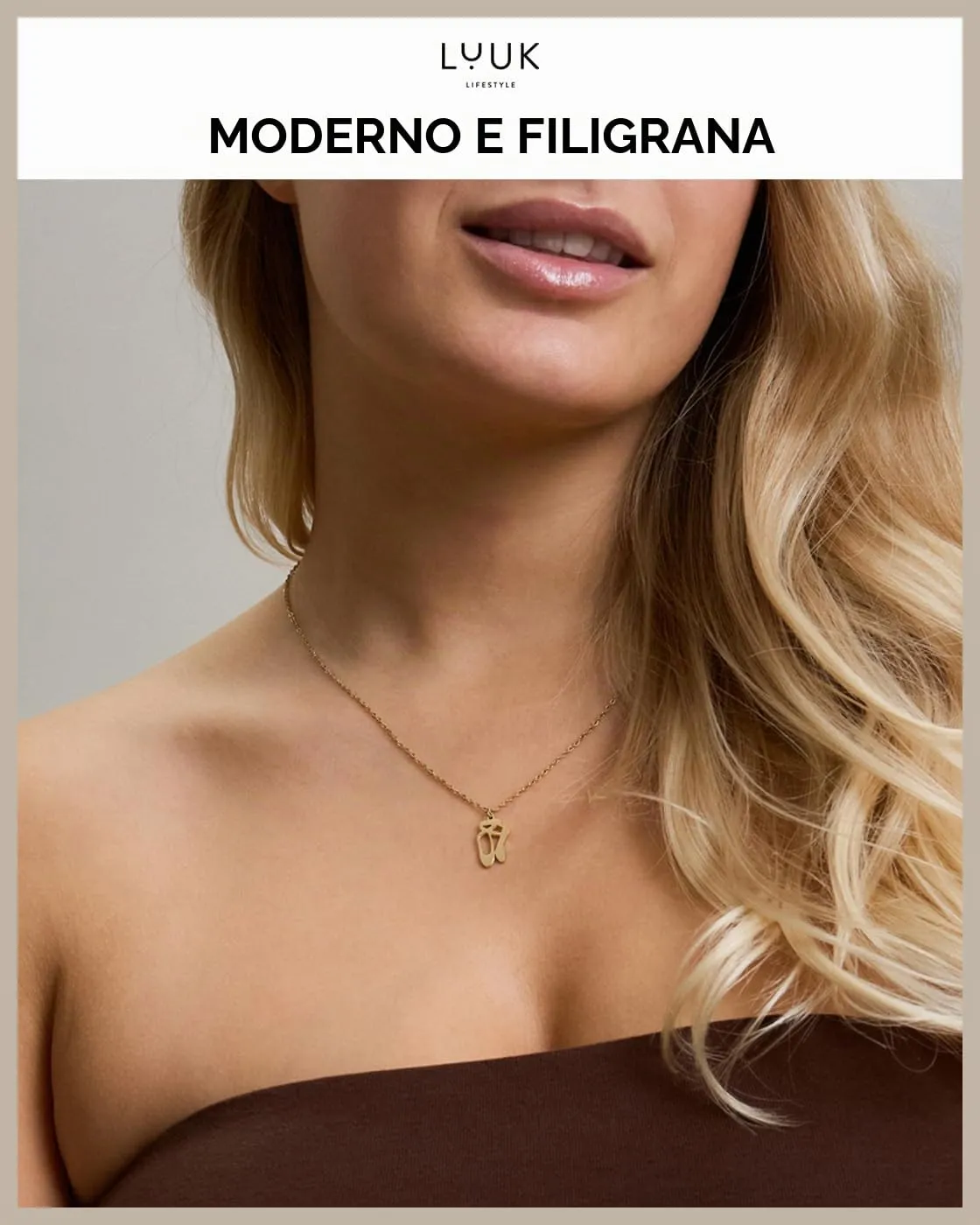 LUUK LIFESTYLE Collana con Ciondolo Scarpe da Balletto, Oro, 50cm - immagine 3