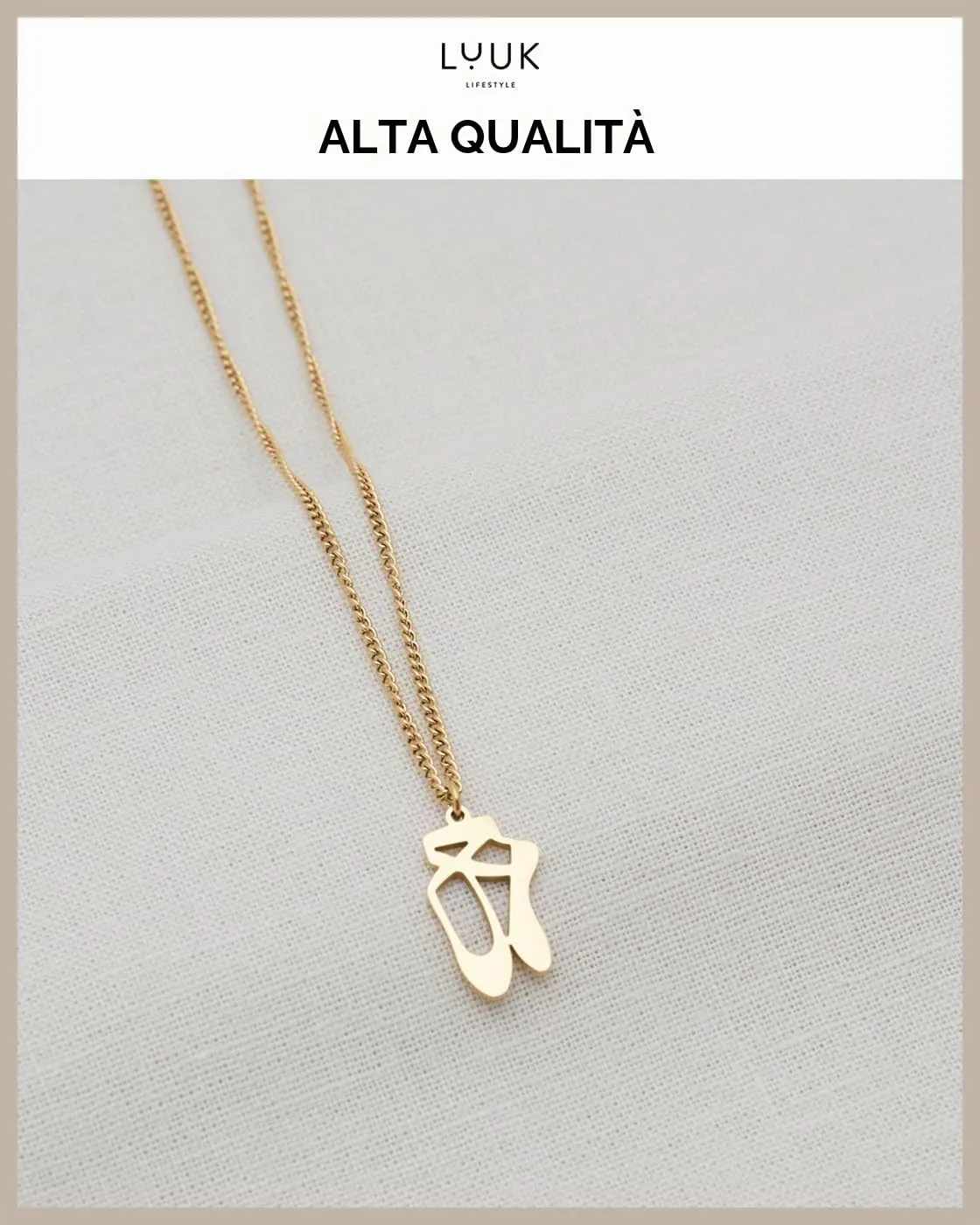 LUUK LIFESTYLE Collana con Ciondolo Scarpe da Balletto, Oro, 50cm - immagine 4