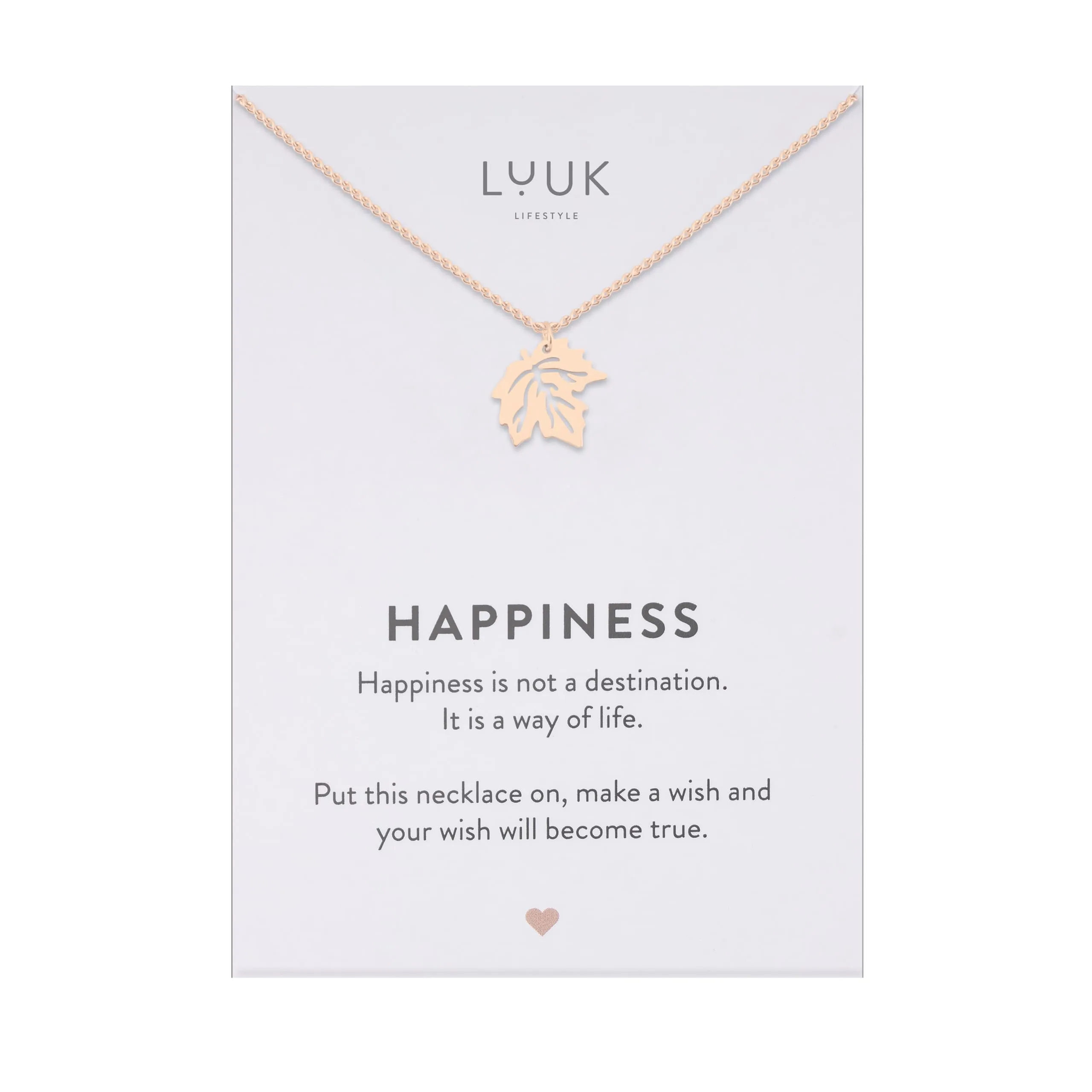 LUUK LIFESTYLE Collana con Ciondolo Foglia d'Acero, Oro Rosa, 50cm - immagine 1