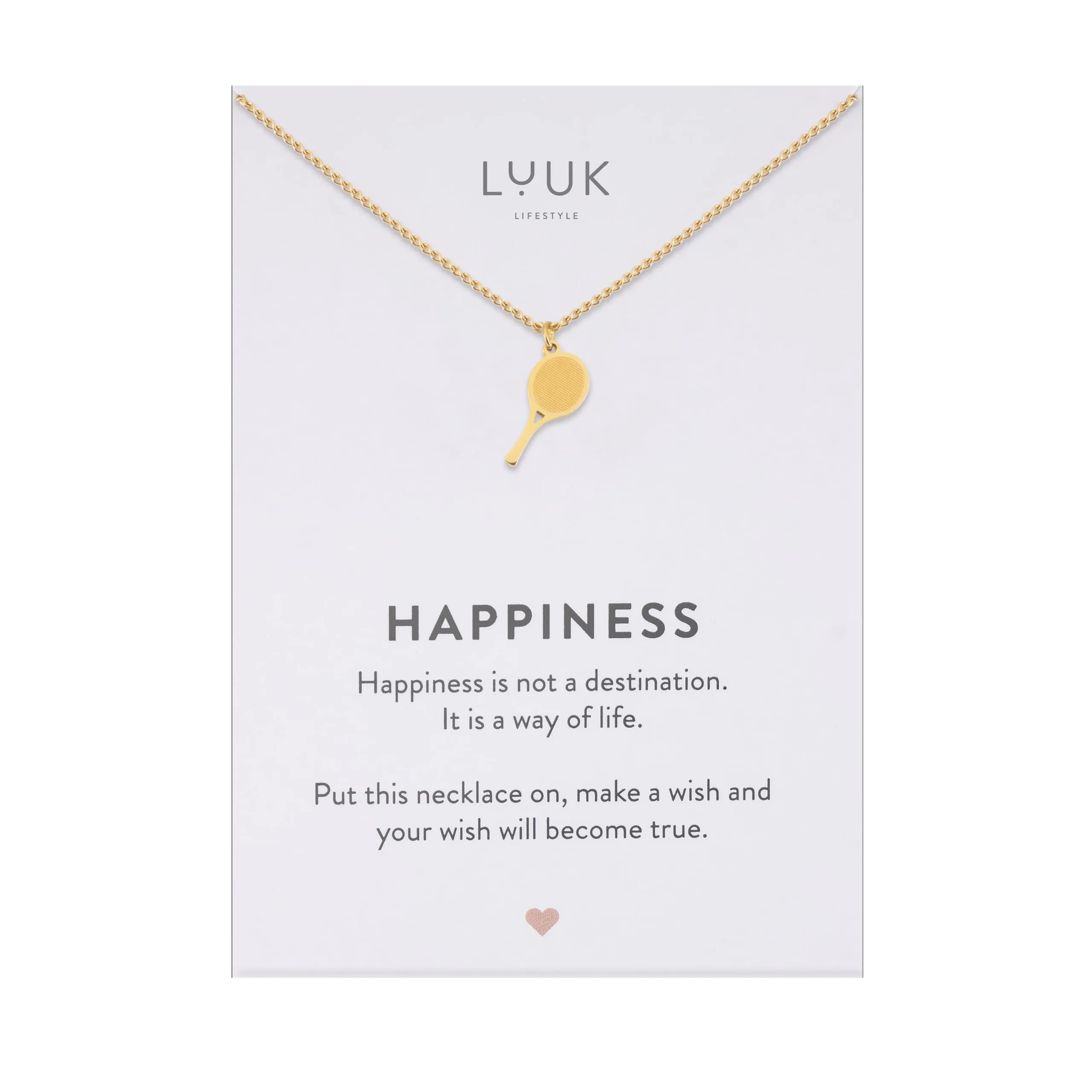 LUUK LIFESTYLE Collana con Ciondolo Racchetta da Tennis, Oro, 50cm - immagine 1