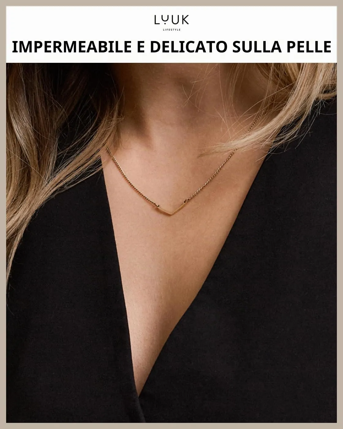 LUUK LIFESTYLE Collana con Ciondolo Chevron, Oro, 50cm - immagine 2