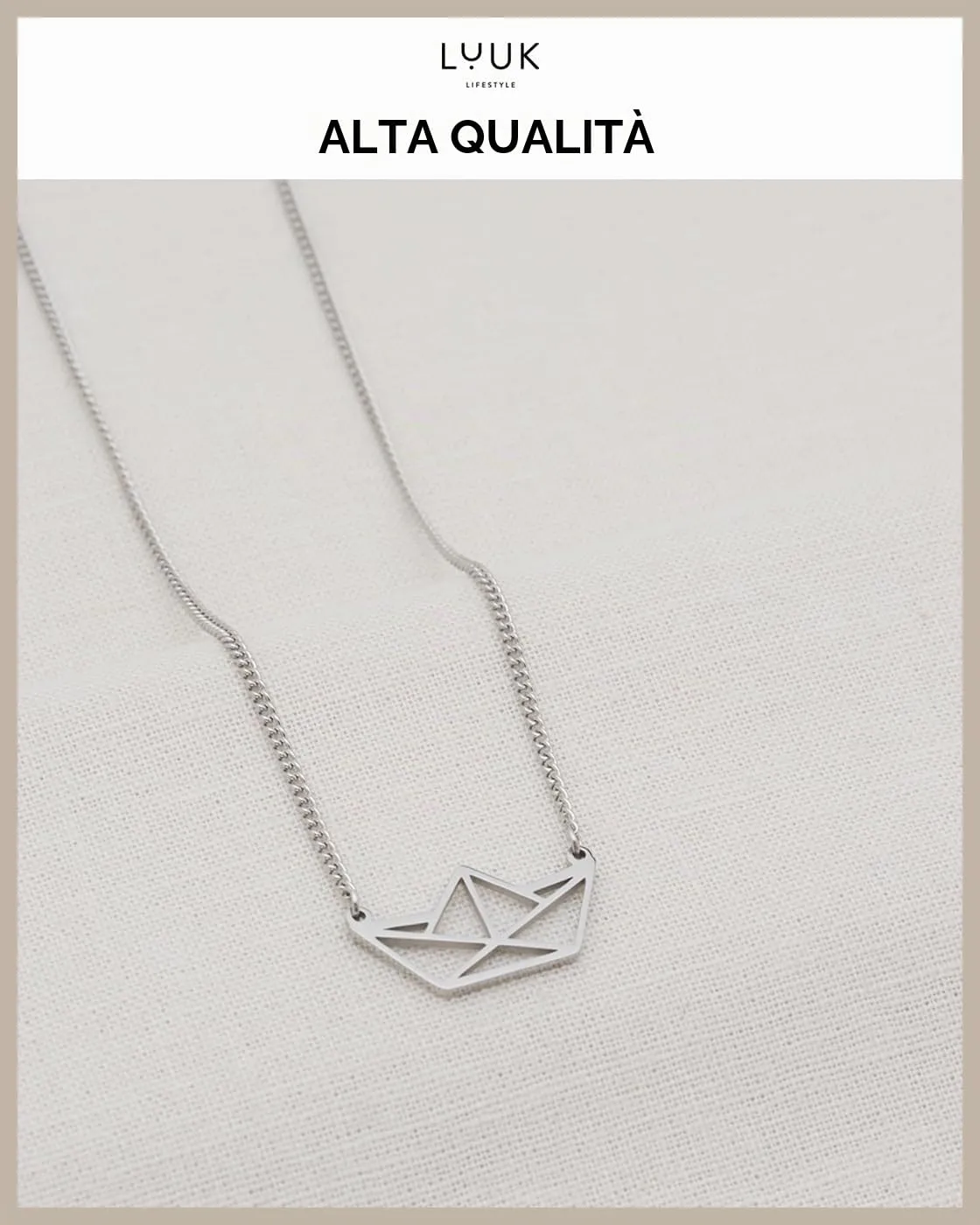 LUUK LIFESTYLE Collana con Ciondolo Nave, Argento, 50cm - immagine 4