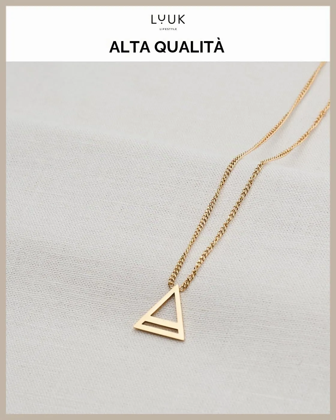 LUUK LIFESTYLE Collana con Ciondolo Triangolo, Oro, 50cm - immagine 4