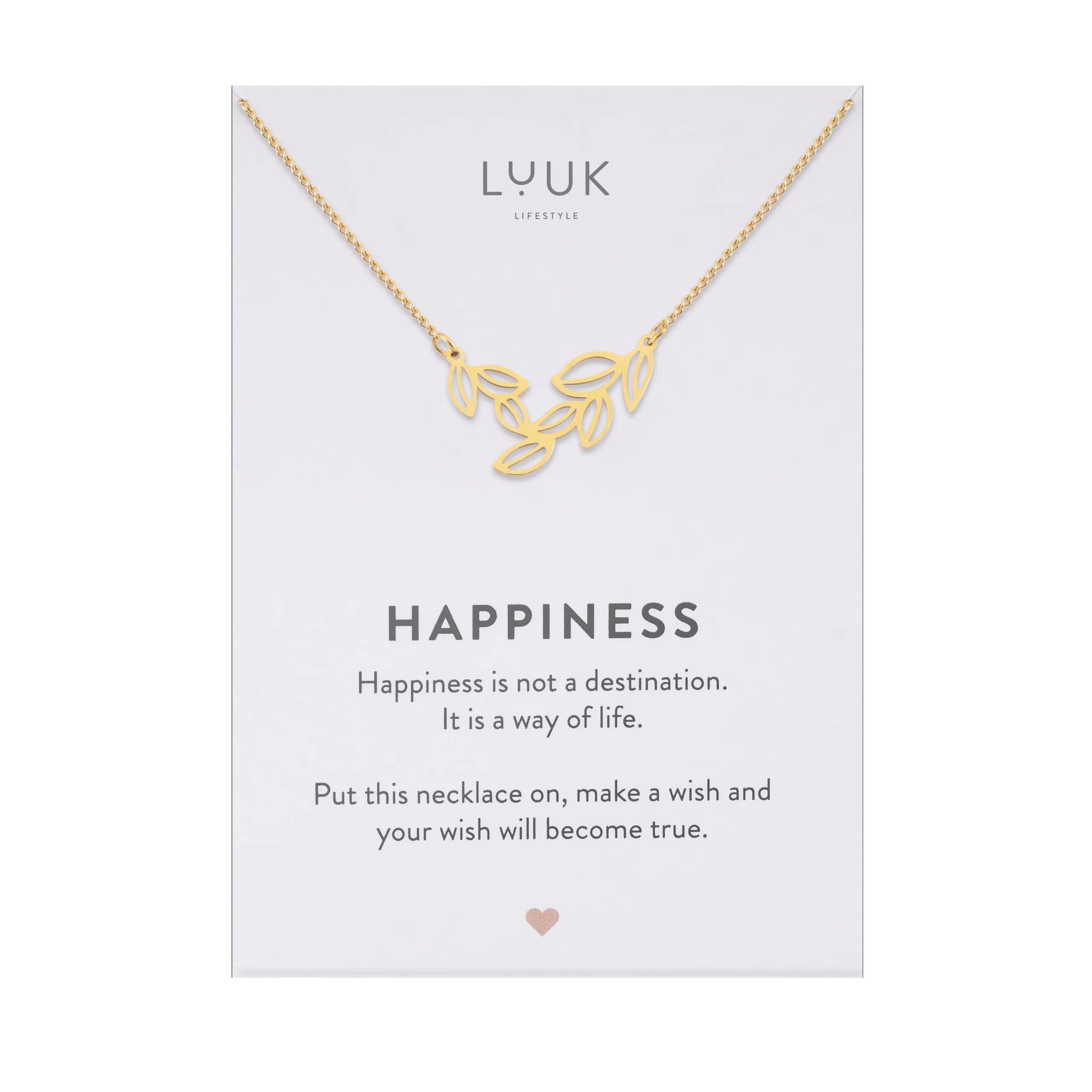 LUUK LIFESTYLE Collana con Ciondolo Ramo d'Ulivo, Oro, 50cm - immagine 1