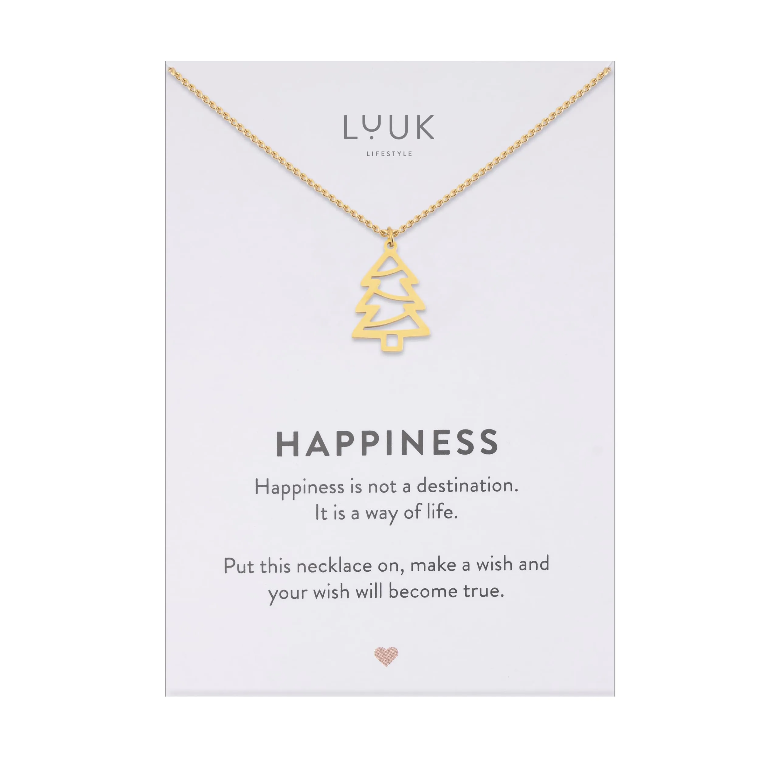 LUUK LIFESTYLE Collana con Ciondolo Albero di Natale, Oro, 50cm - immagine 1
