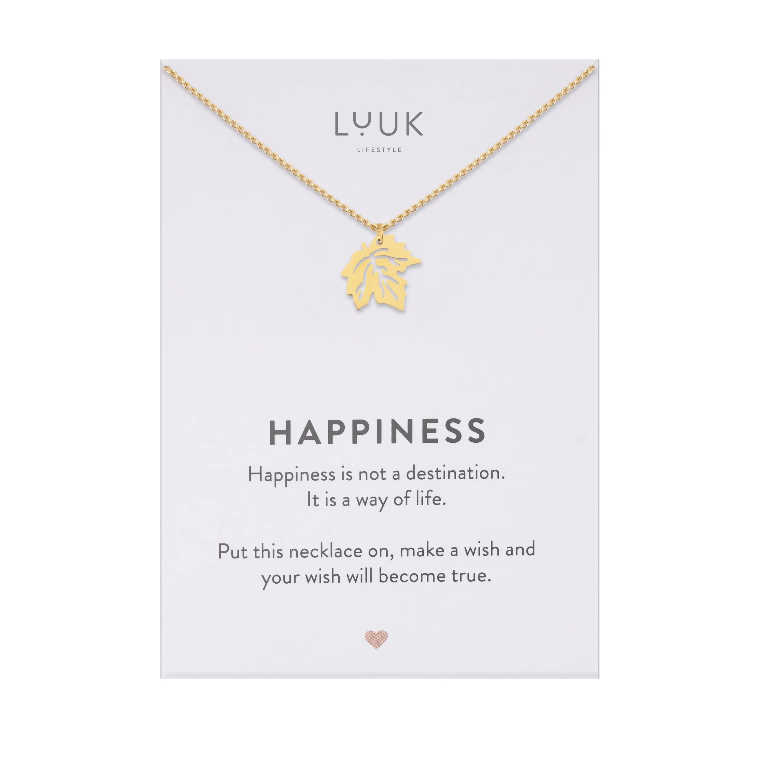 LUUK LIFESTYLE Collana Acciaio Inox con Ciondolo Foglia d'Acero, Oro, 50cm - immagine 1