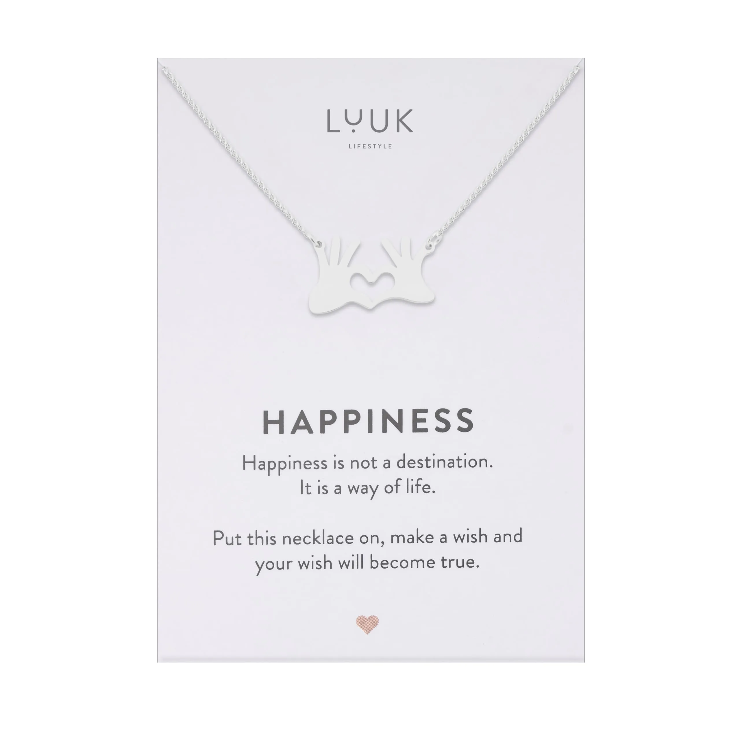 LUUK LIFESTYLE Collana con Ciondolo Mani a Cuore, Argento, 50cm - immagine 1