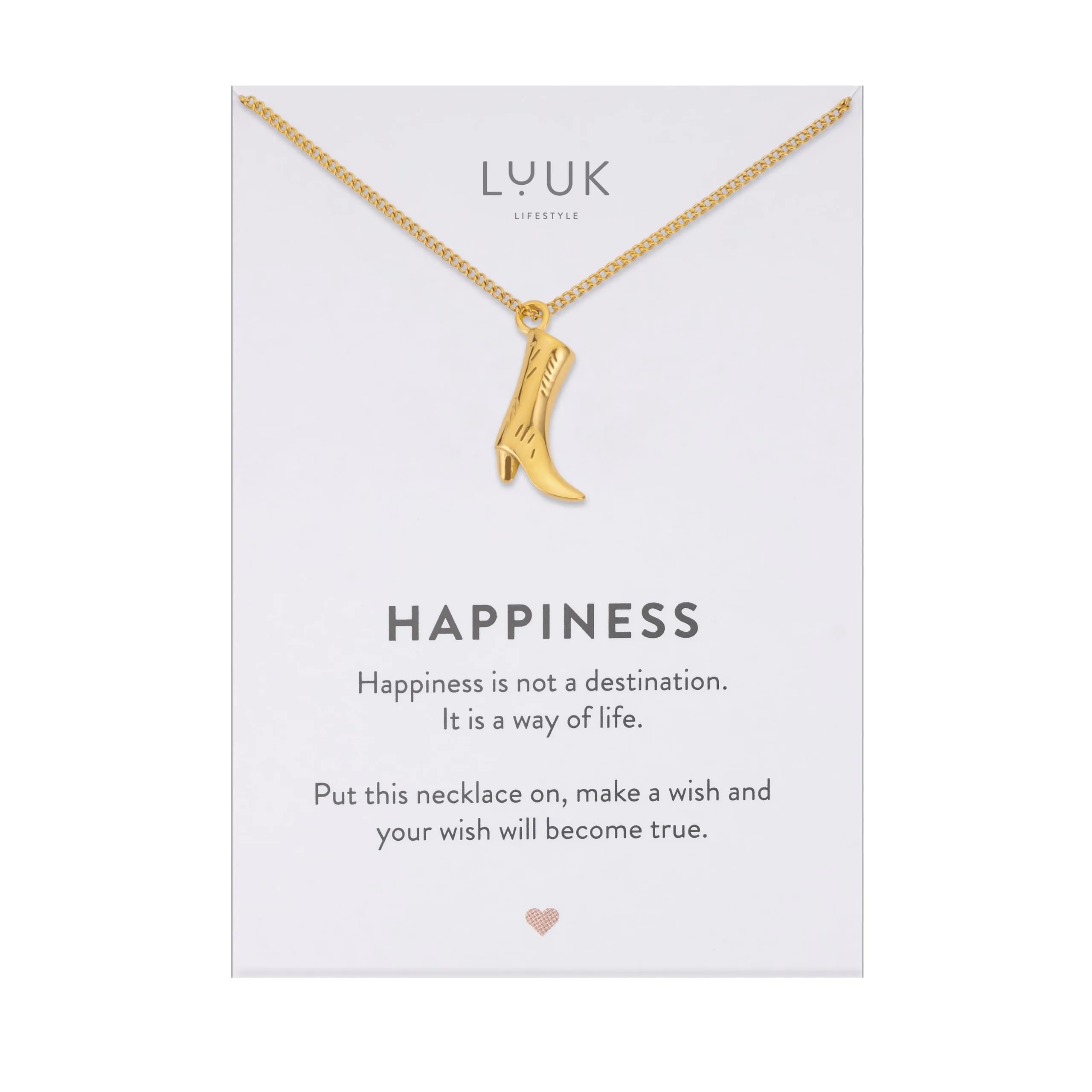 LUUK LIFESTYLE Collana con Ciondolo Stivale da Cowboy, Oro, 50cm - immagine 1