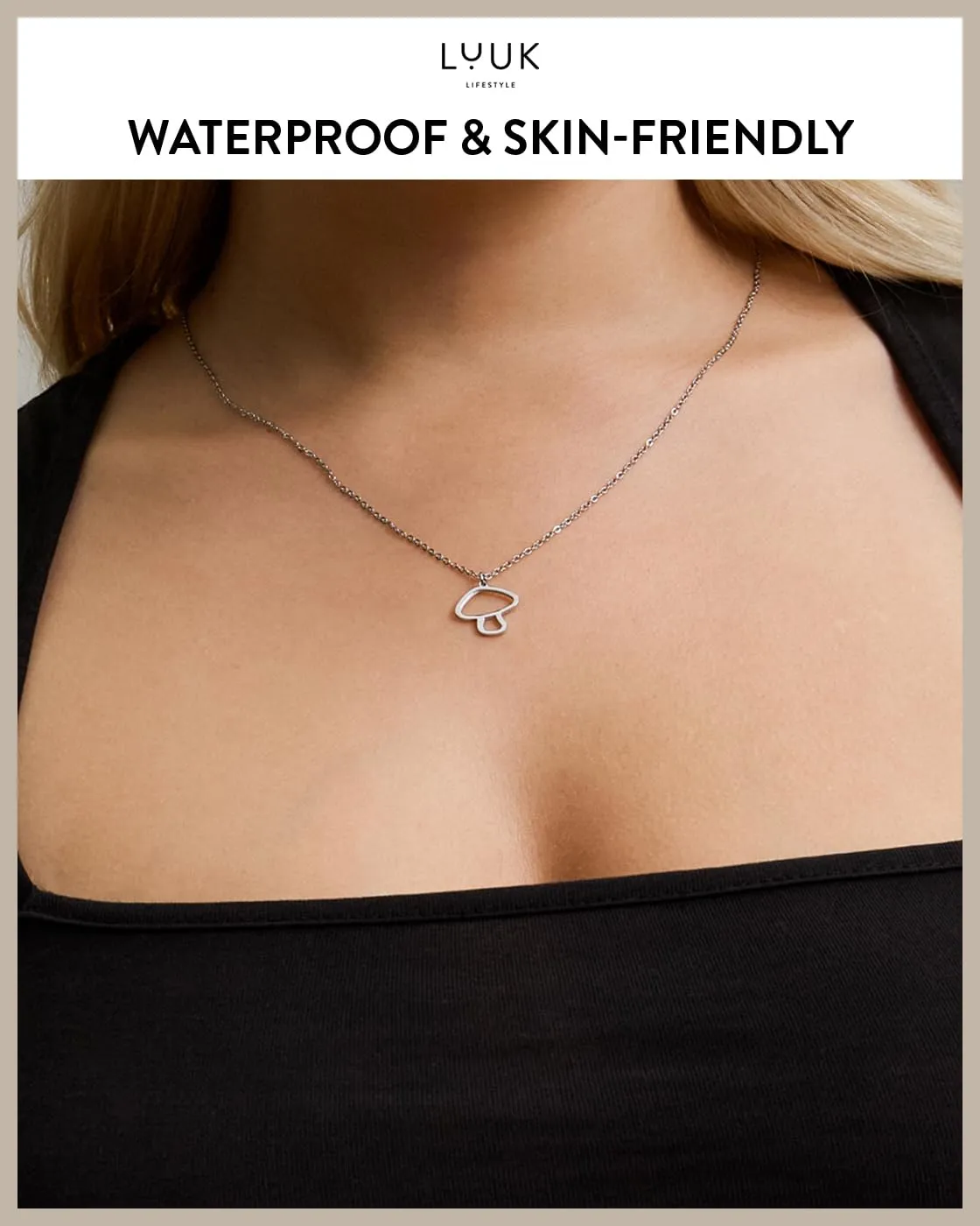 LUUK LIFESTYLE Collana con Ciondolo Fungo, Argento, 50cm - immagine 2