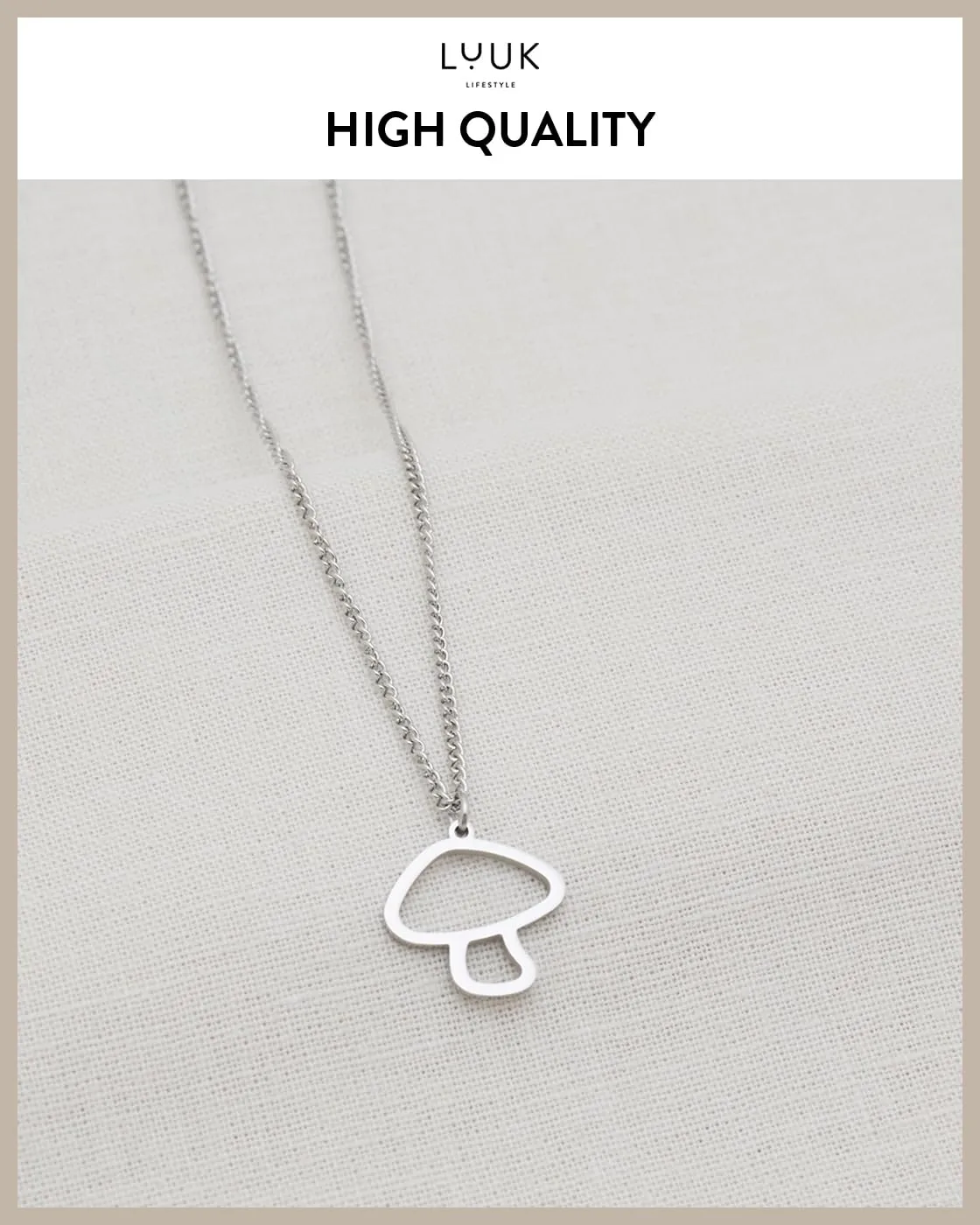 LUUK LIFESTYLE Collana con Ciondolo Fungo, Argento, 50cm - immagine 4