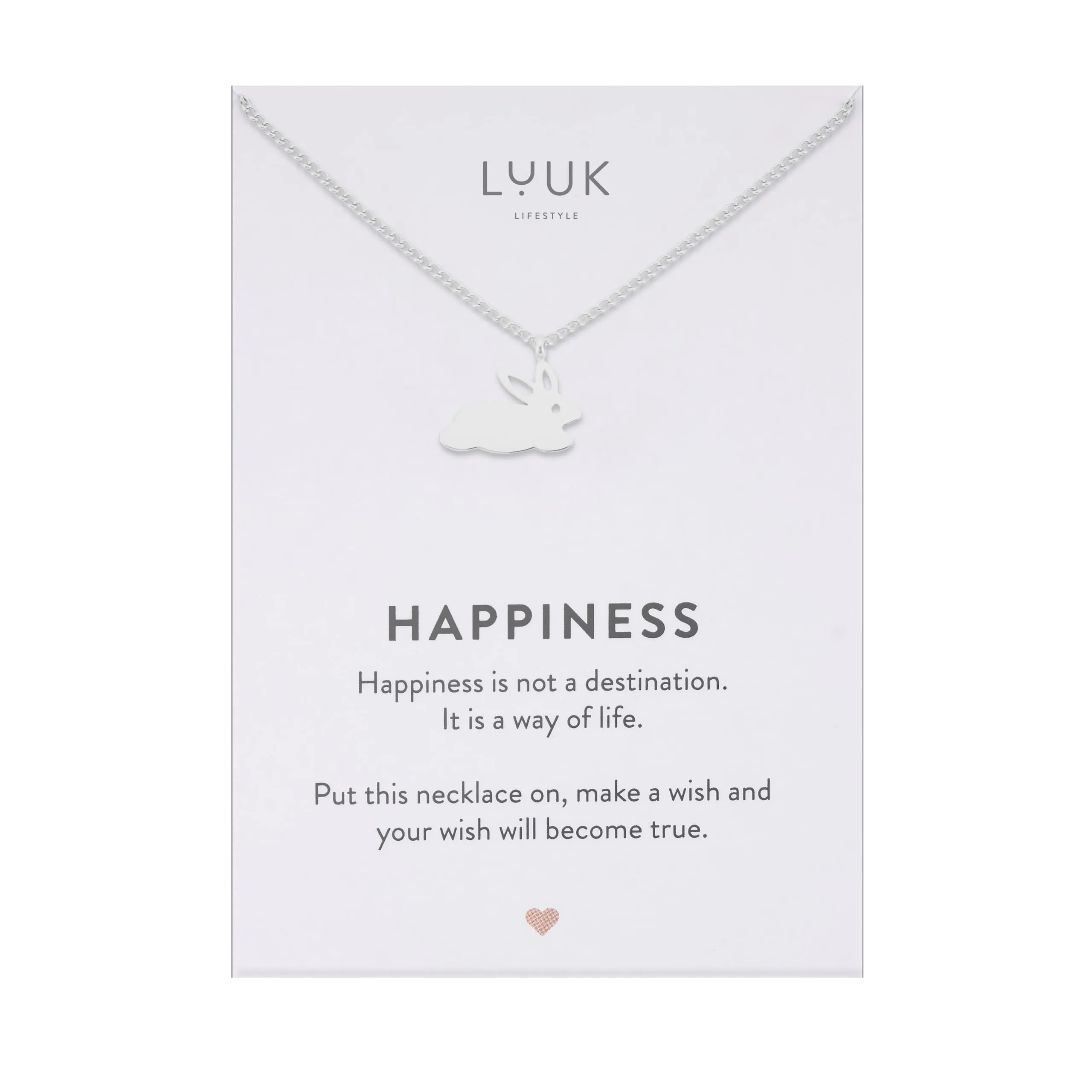LUUK LIFESTYLE Collana Acciaio Inox con Ciondolo Coniglio, Argento, 50cm - immagine 1