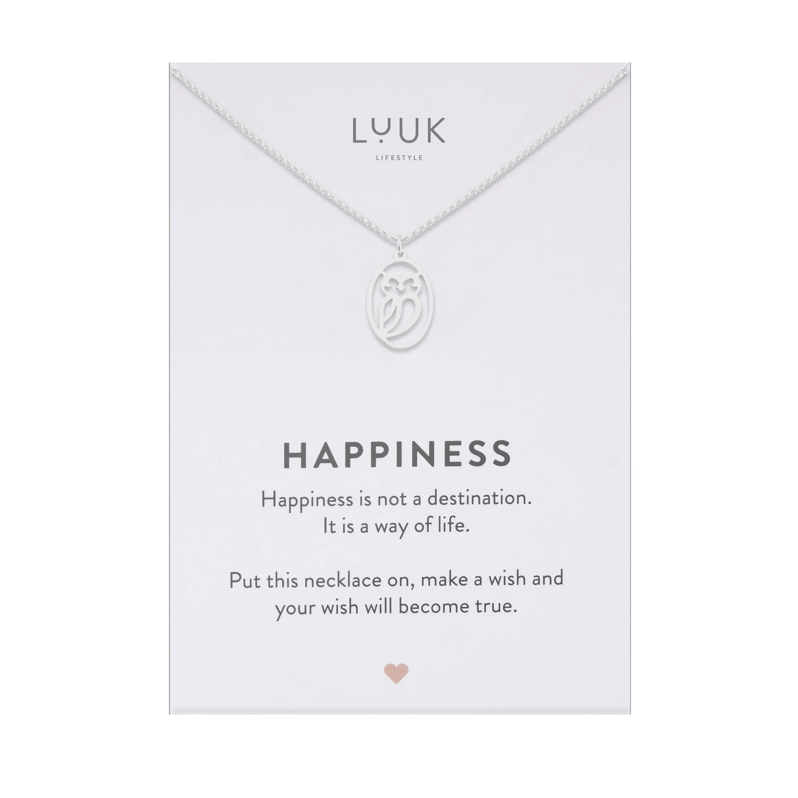 LUUK LIFESTYLE Collana Acciaio Inox con Ciondolo Gufo, Argento, 50cm - immagine 1