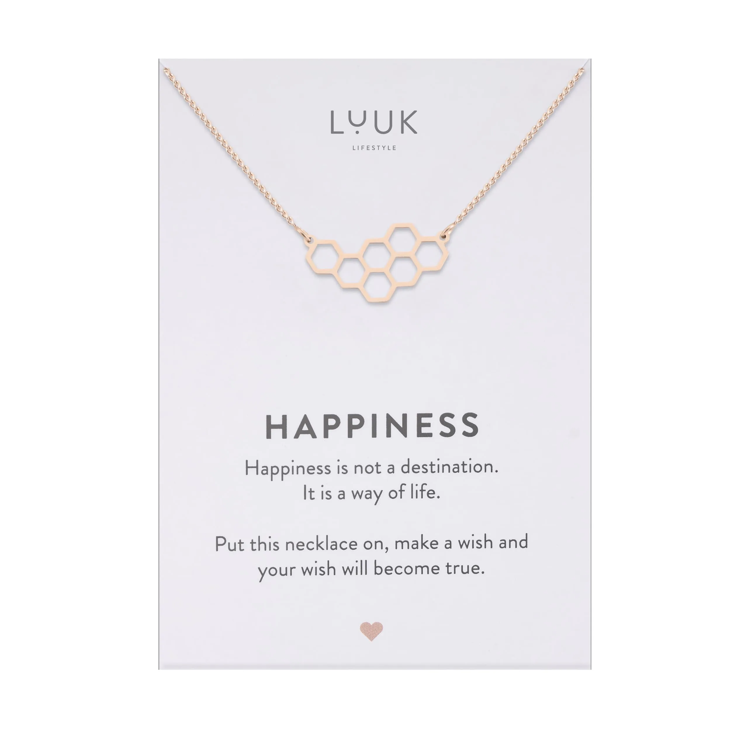 LUUK LIFESTYLE Collana con Ciondolo Favo di Miele, Oro Rosa, 50cm - immagine 1