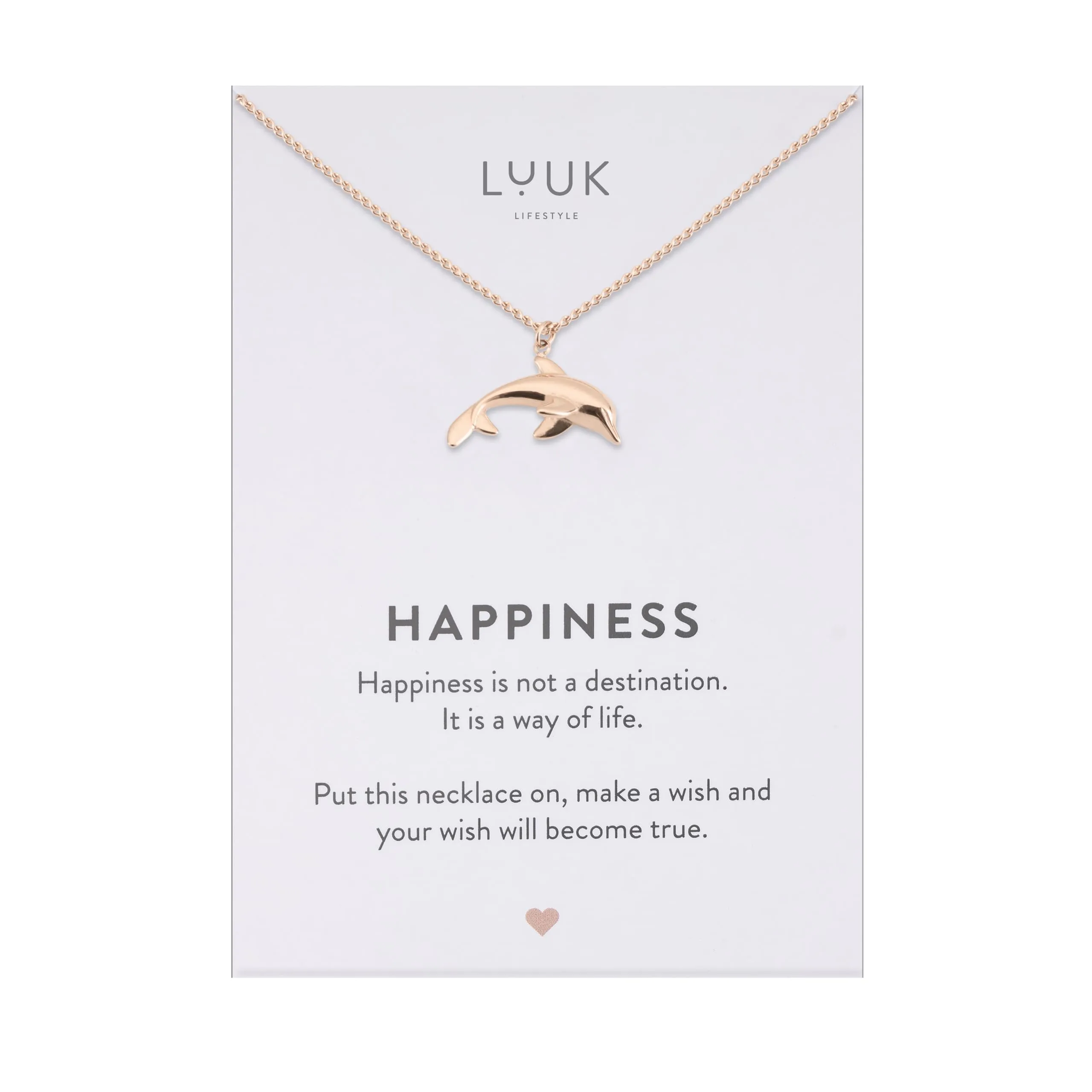 LUUK LIFESTYLE Collana Acciaio Inox con Ciondolo Delfino, Oro Rosa, 50cm - immagine 1