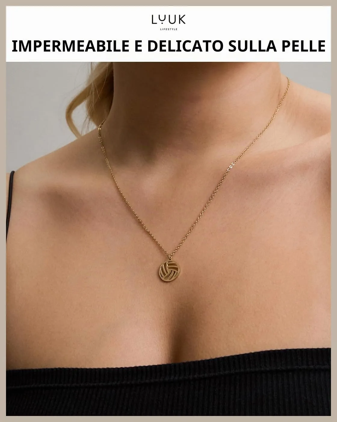 LUUK LIFESTYLE Collana con Ciondolo Pallavolo, Oro, 50cm - immagine 2