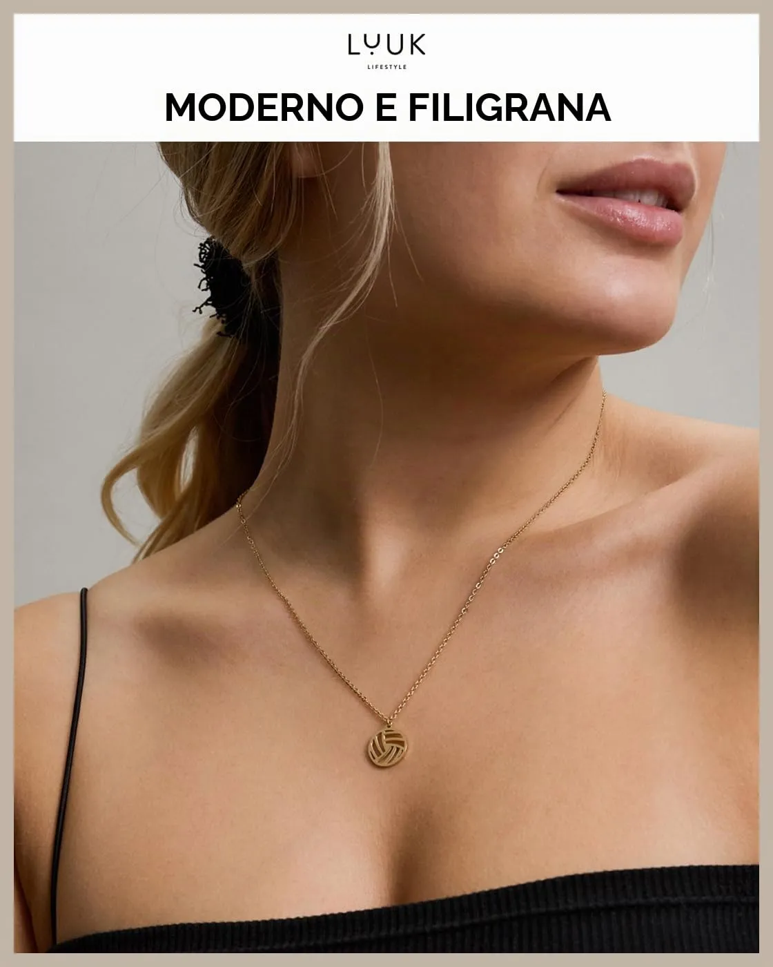 LUUK LIFESTYLE Collana con Ciondolo Pallavolo, Oro, 50cm - immagine 3