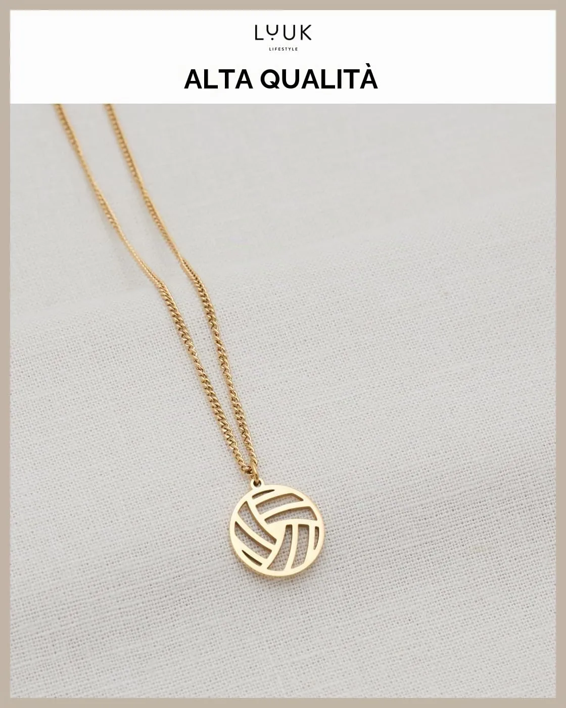 LUUK LIFESTYLE Collana con Ciondolo Pallavolo, Oro, 50cm - immagine 4
