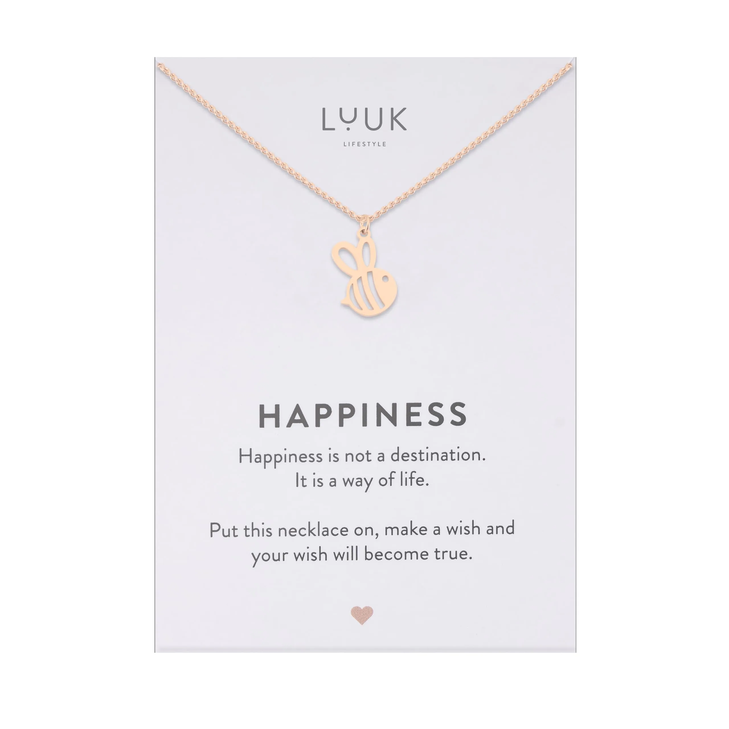 LUUK LIFESTYLE Collana Acciaio Inox con Ciondolo Ape, Oro Rosa, 50cm - immagine 1