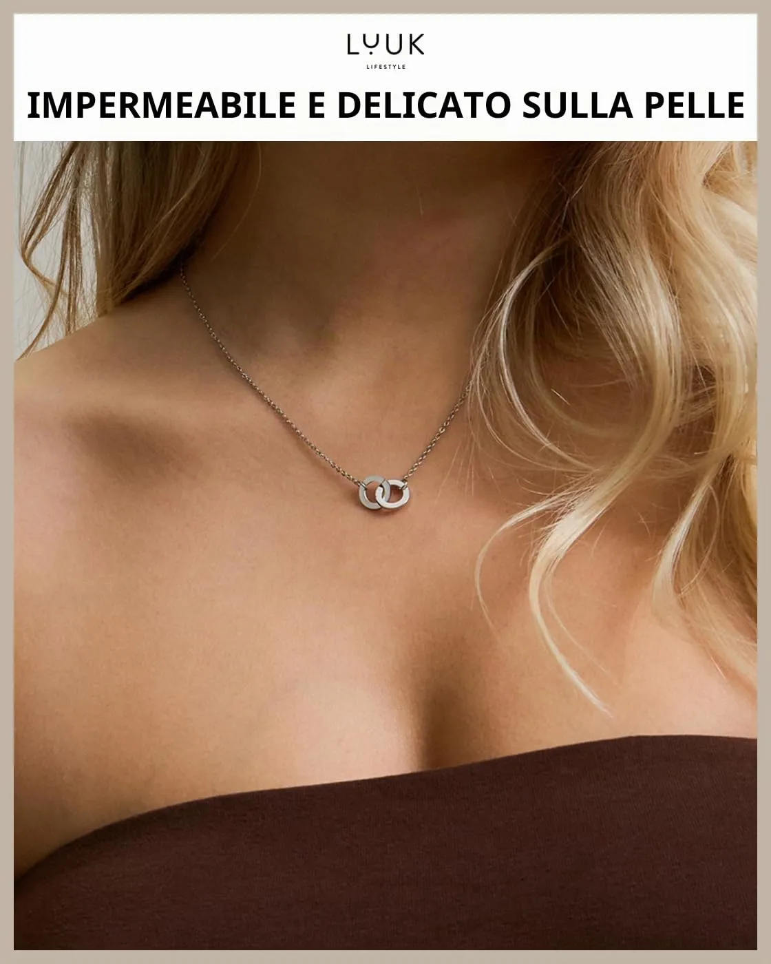 LUUK LIFESTYLE Collana con Ciondolo Infinito, Argento, 50cm - immagine 2
