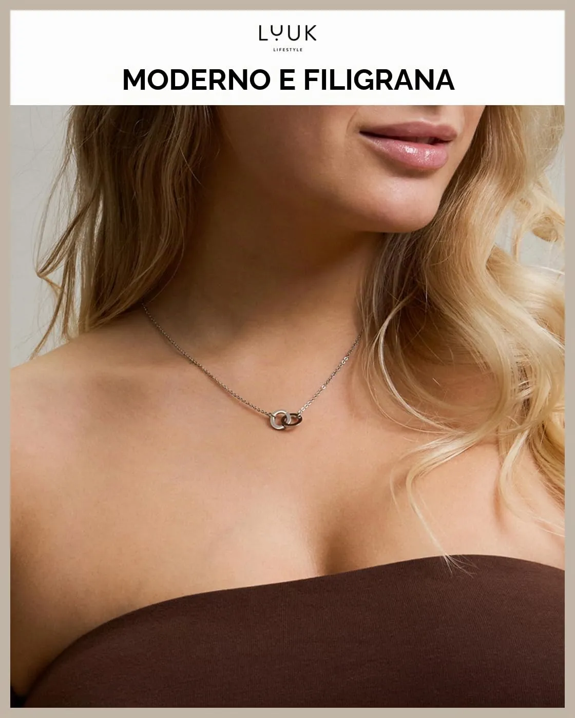 LUUK LIFESTYLE Collana con Ciondolo Infinito, Argento, 50cm - immagine 3