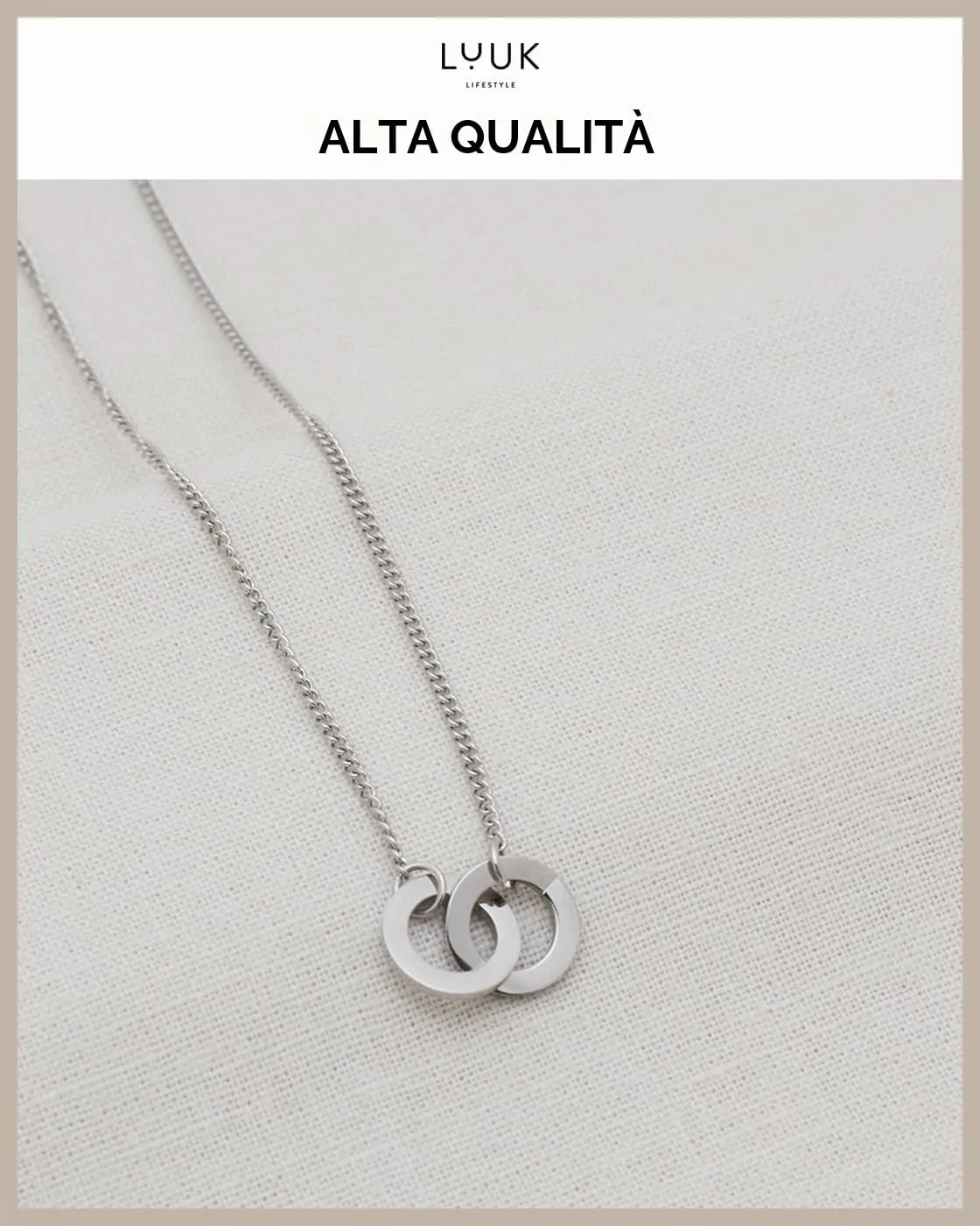LUUK LIFESTYLE Collana con Ciondolo Infinito, Argento, 50cm - immagine 4