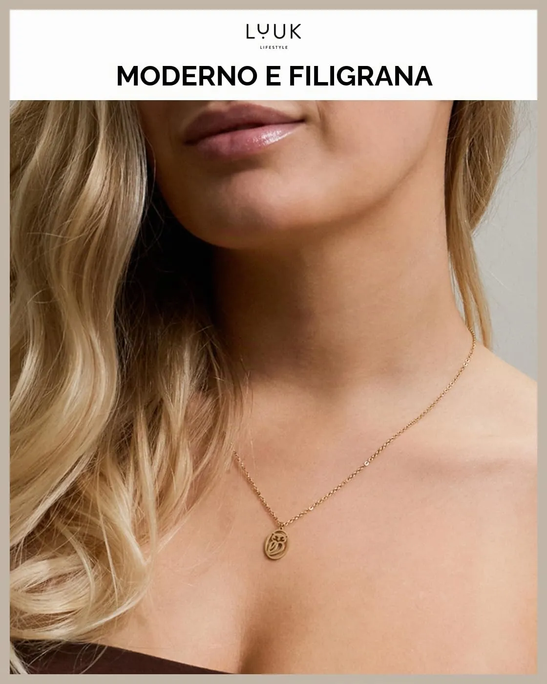 LUUK LIFESTYLE Collana Acciaio Inox con Ciondolo Gufo, Oro, 50cm - immagine 3