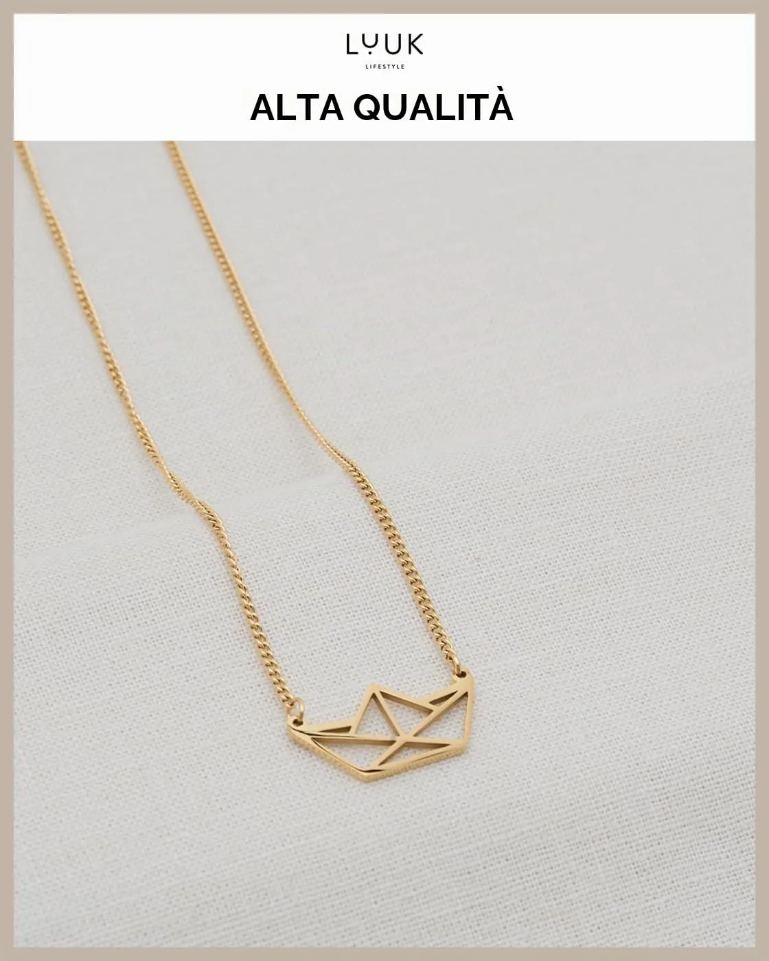 LUUK LIFESTYLE Collana con Ciondolo Nave, Oro, 50cm - immagine 4