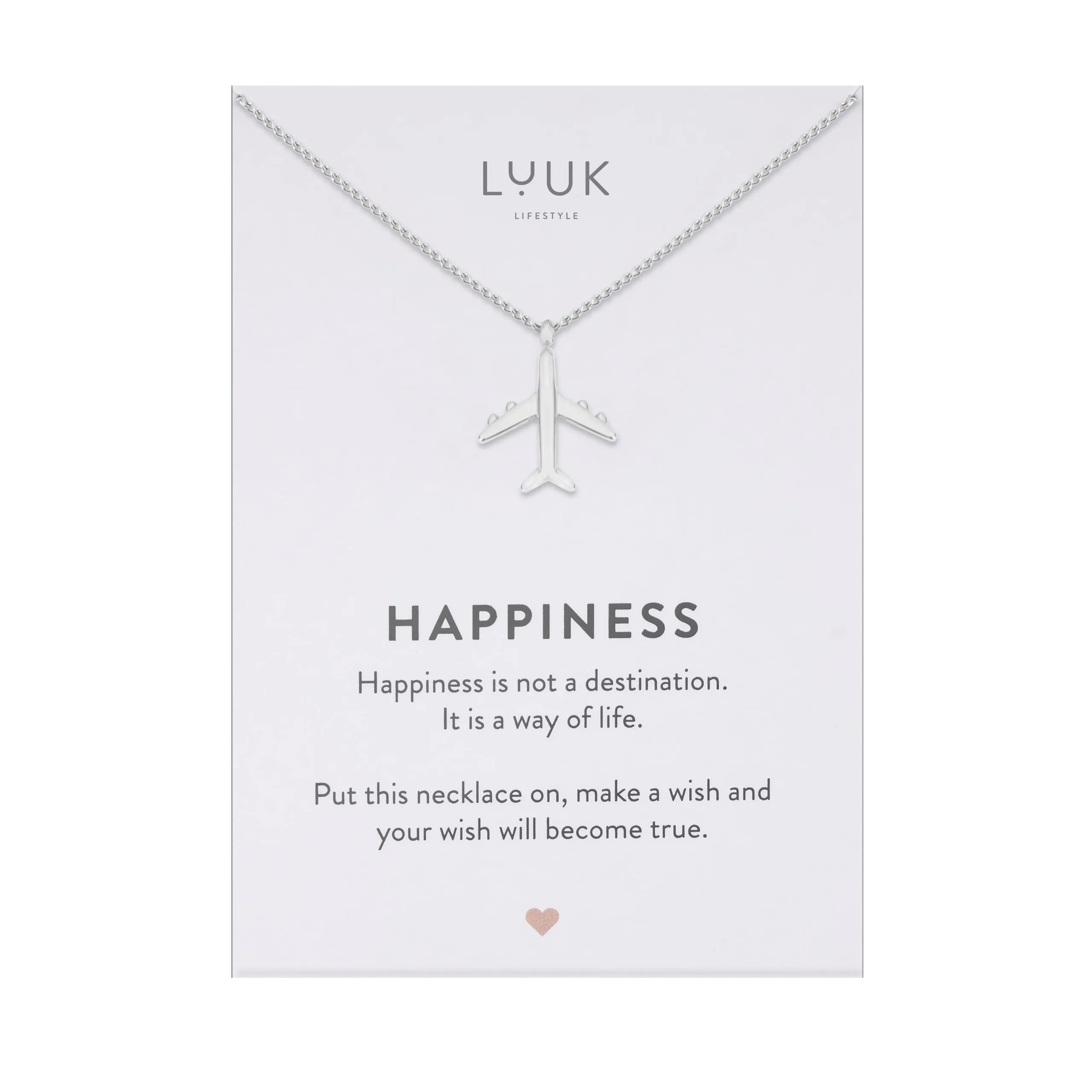 LUUK LIFESTYLE Collana con Ciondolo Aereo, Argento, 50cm - immagine 1