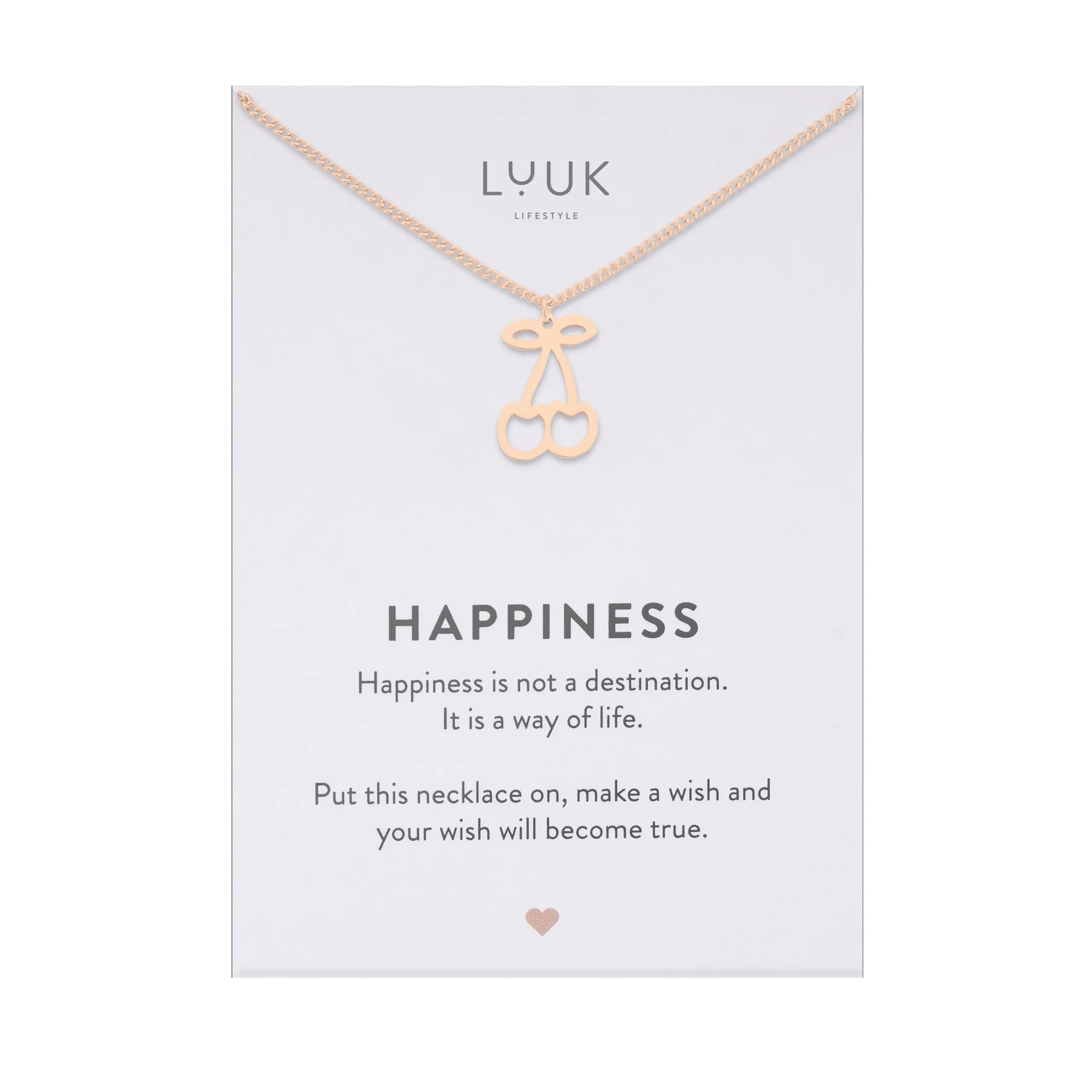 LUUK LIFESTYLE Collana Acciaio Inox con Ciondolo Ciliegia, Oro Rosa, 50cm - immagine 1