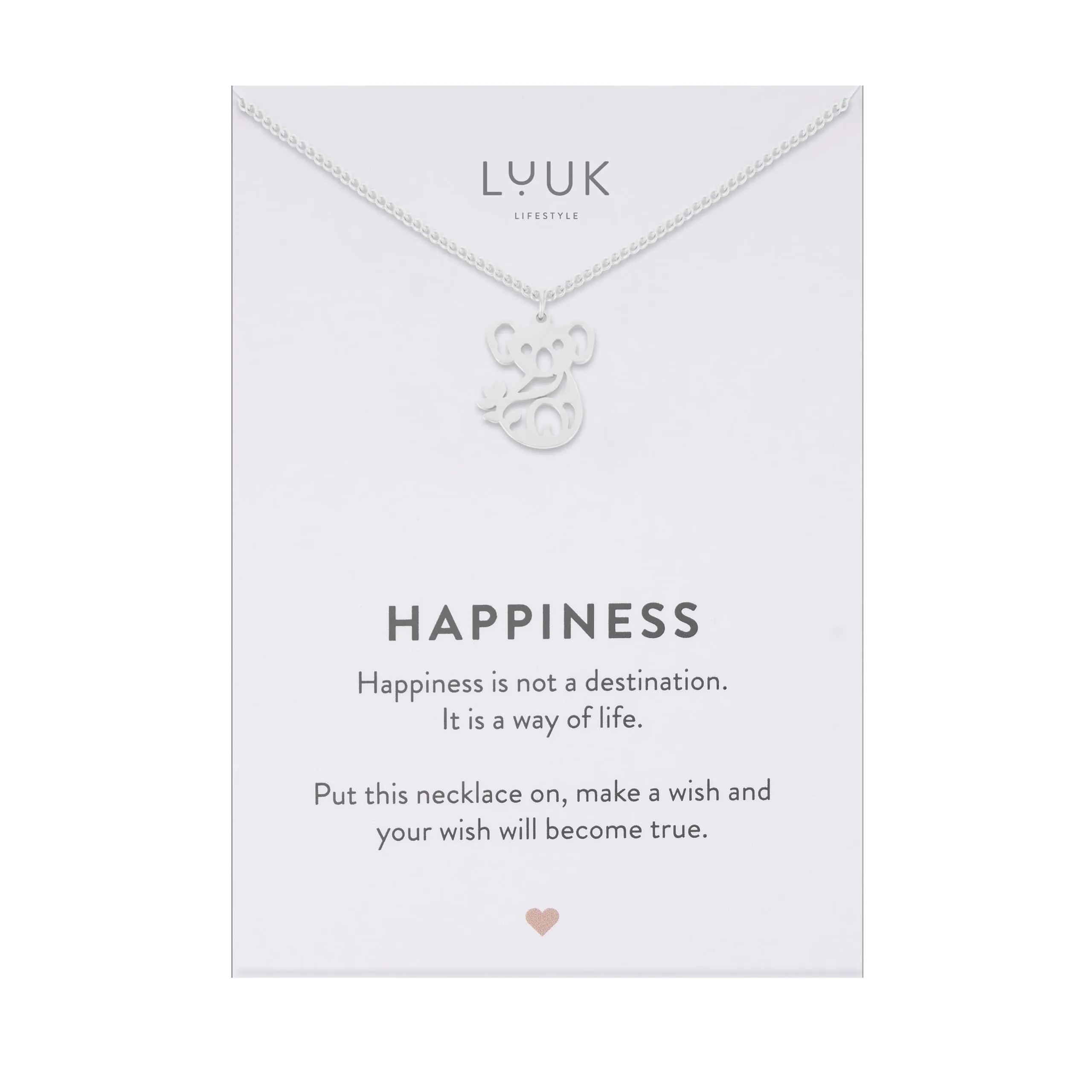 LUUK LIFESTYLE Collana Acciaio Inox con Ciondolo Koala, Argento, 50cm - immagine 1