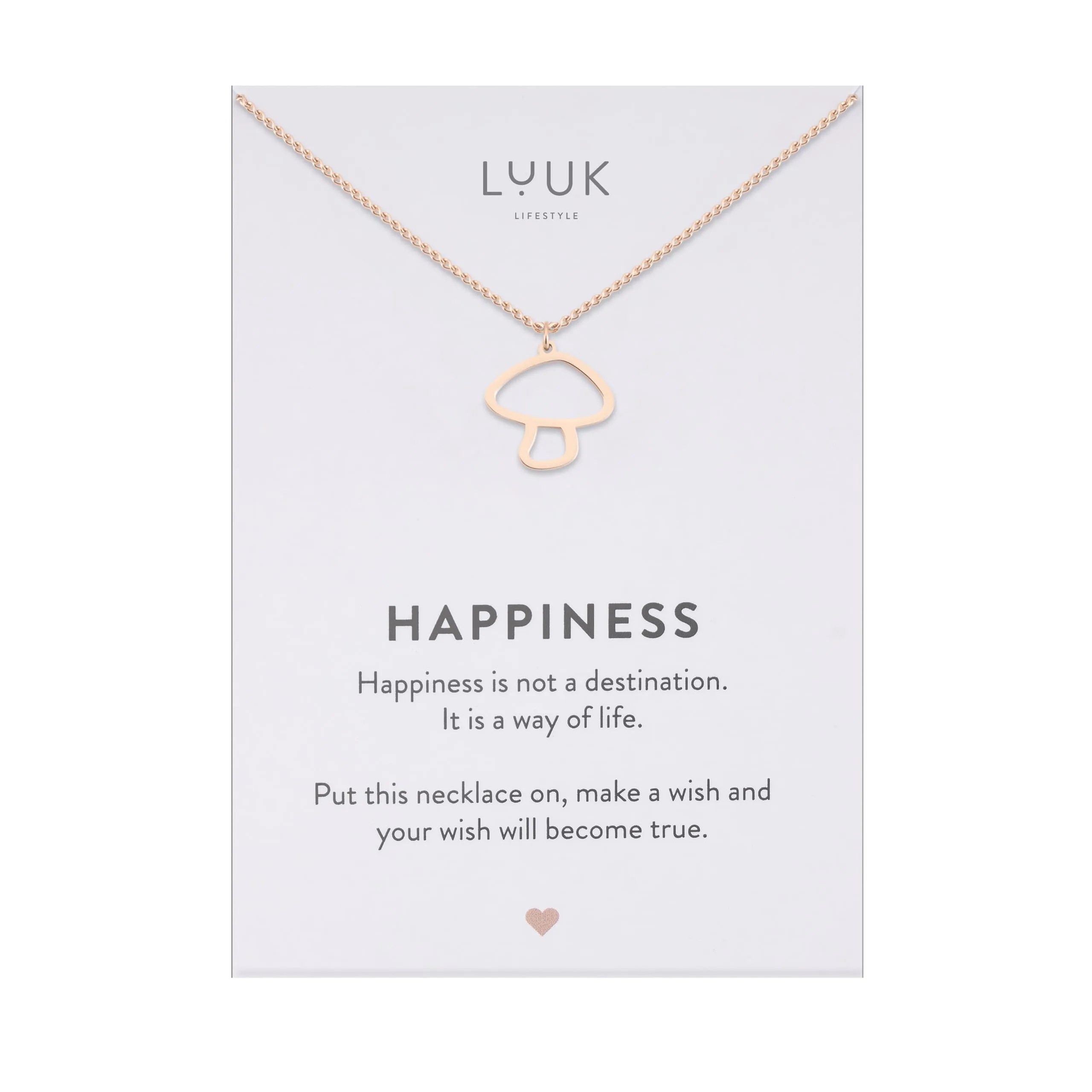 LUUK LIFESTYLE Collana con Ciondolo Fungo, Oro Rosa, 50cm - immagine 1