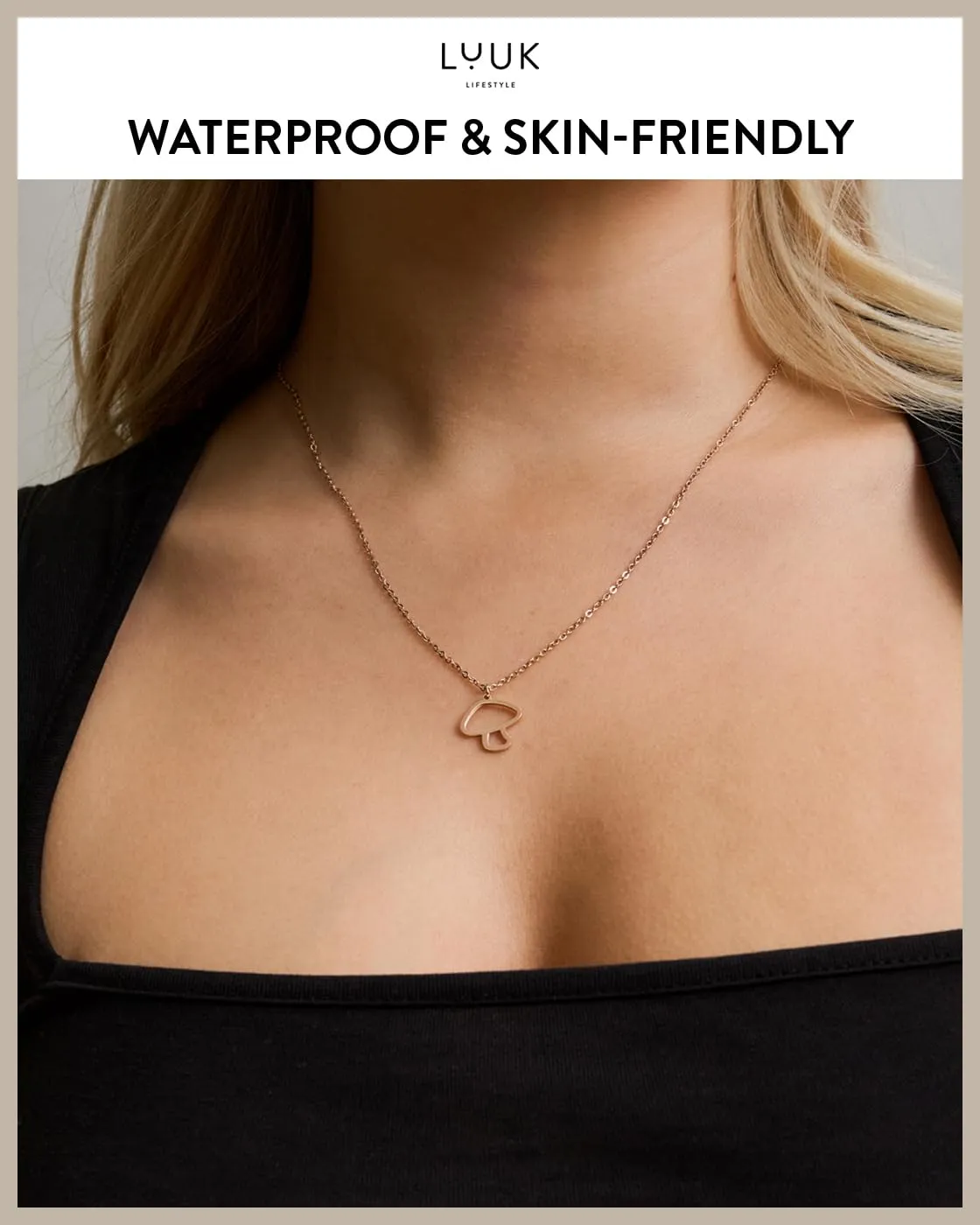 LUUK LIFESTYLE Collana con Ciondolo Fungo, Oro Rosa, 50cm - immagine 2
