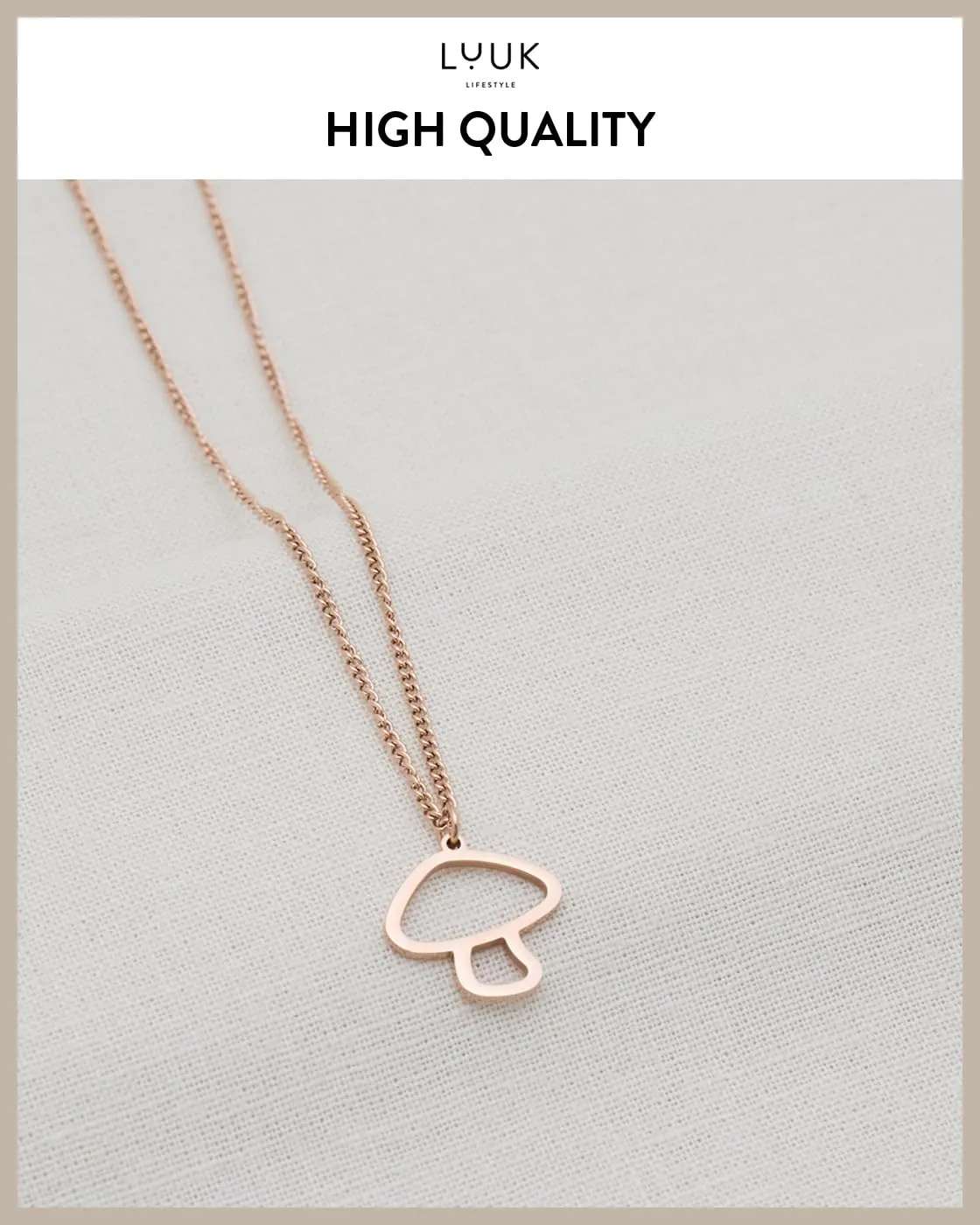 LUUK LIFESTYLE Collana con Ciondolo Fungo, Oro Rosa, 50cm - immagine 4