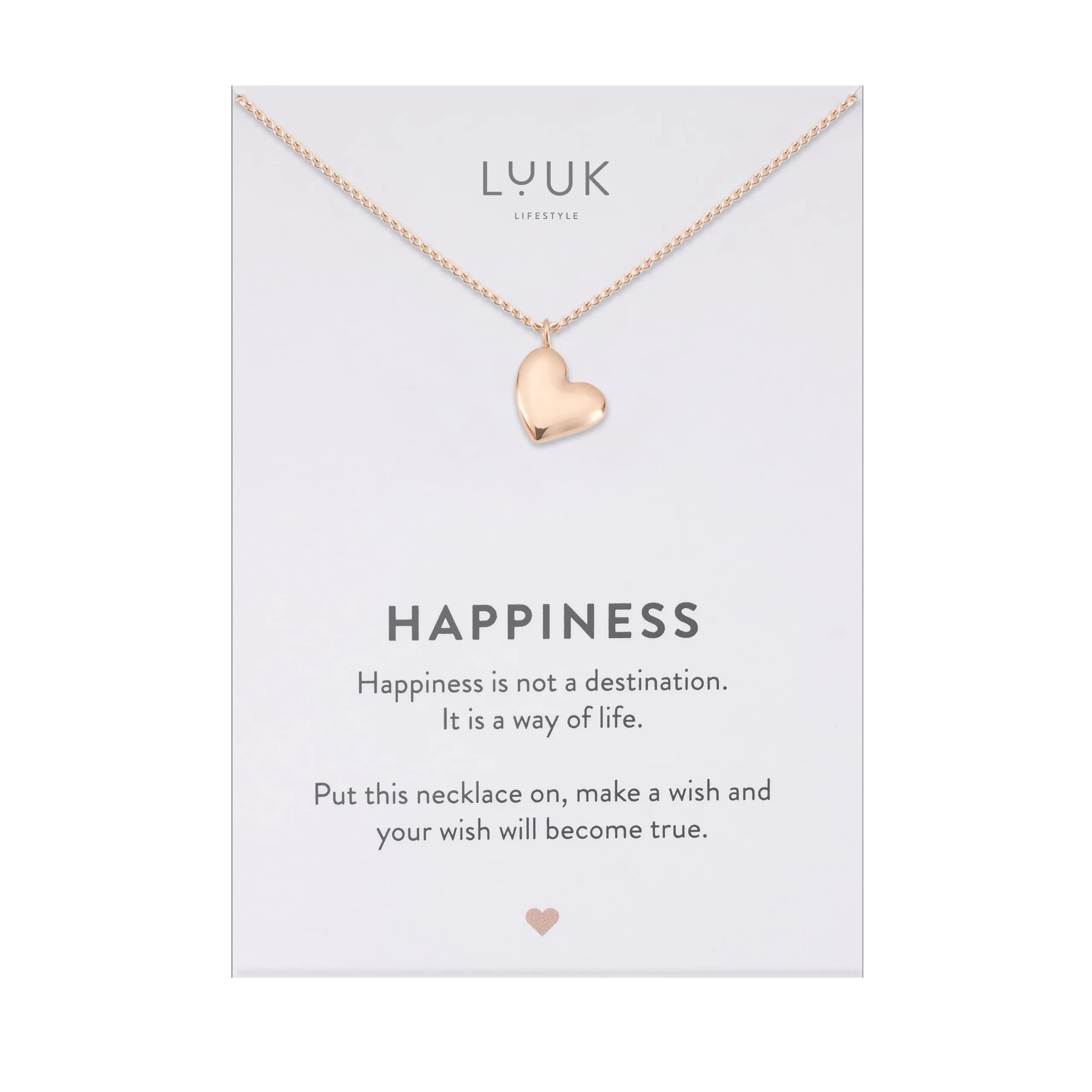 LUUK LIFESTYLE Collana con Ciondolo Cuore, Oro Rosa, 50cm - immagine 1