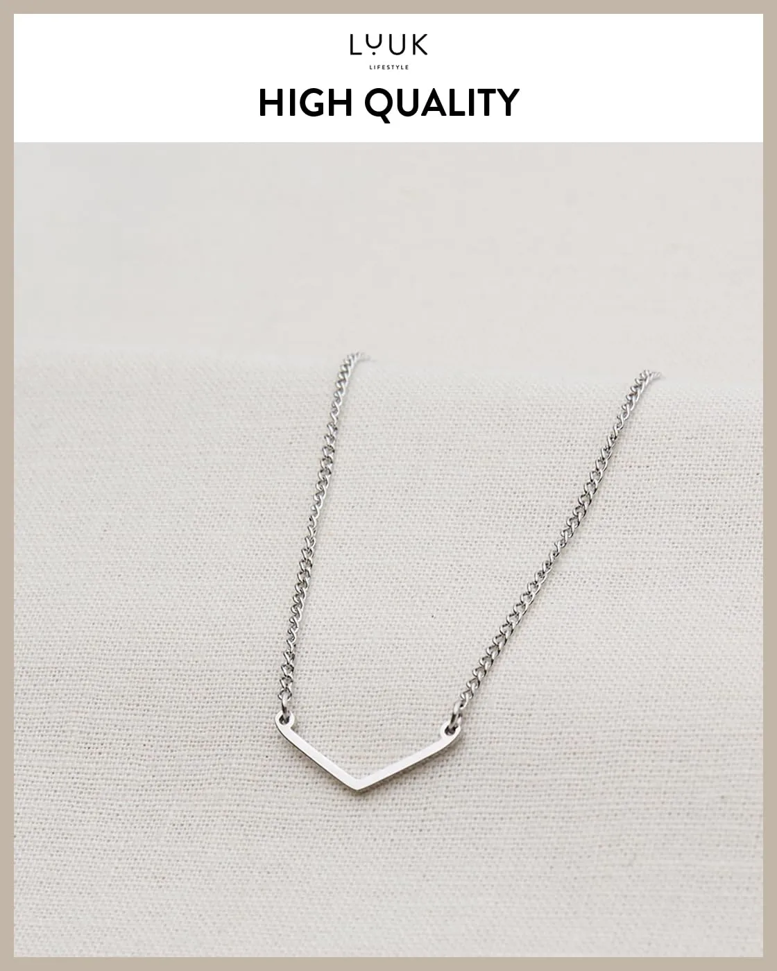 LUUK LIFESTYLE Collana con Ciondolo Chevron, Argento, 50cm - immagine 4