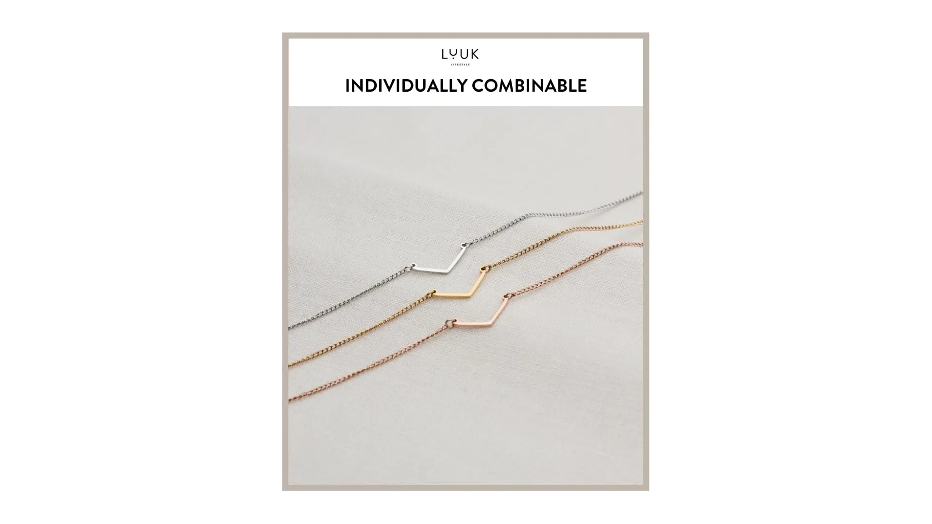 LUUK LIFESTYLE Collana con Ciondolo Chevron, Argento, 50cm - immagine 5