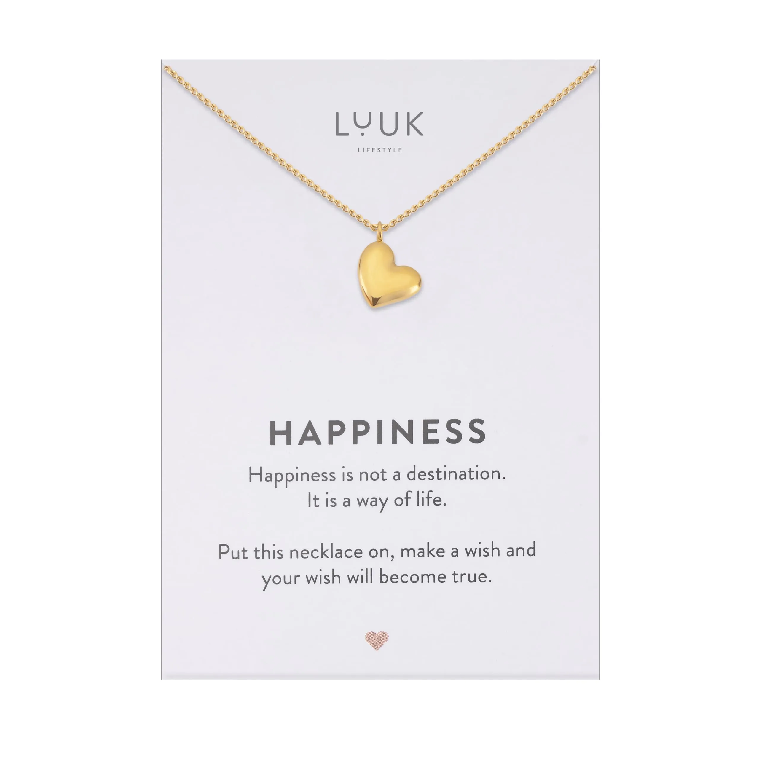 LUUK LIFESTYLE Collana con Ciondolo Cuore, Oro, 50cm - immagine 1
