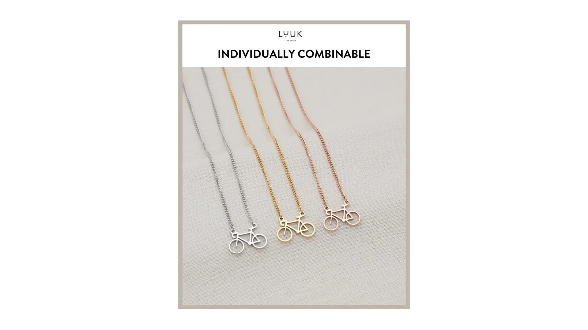 LUUK LIFESTYLE Collana con Ciondolo Bicicletta, Argento, 50cm - immagine 5