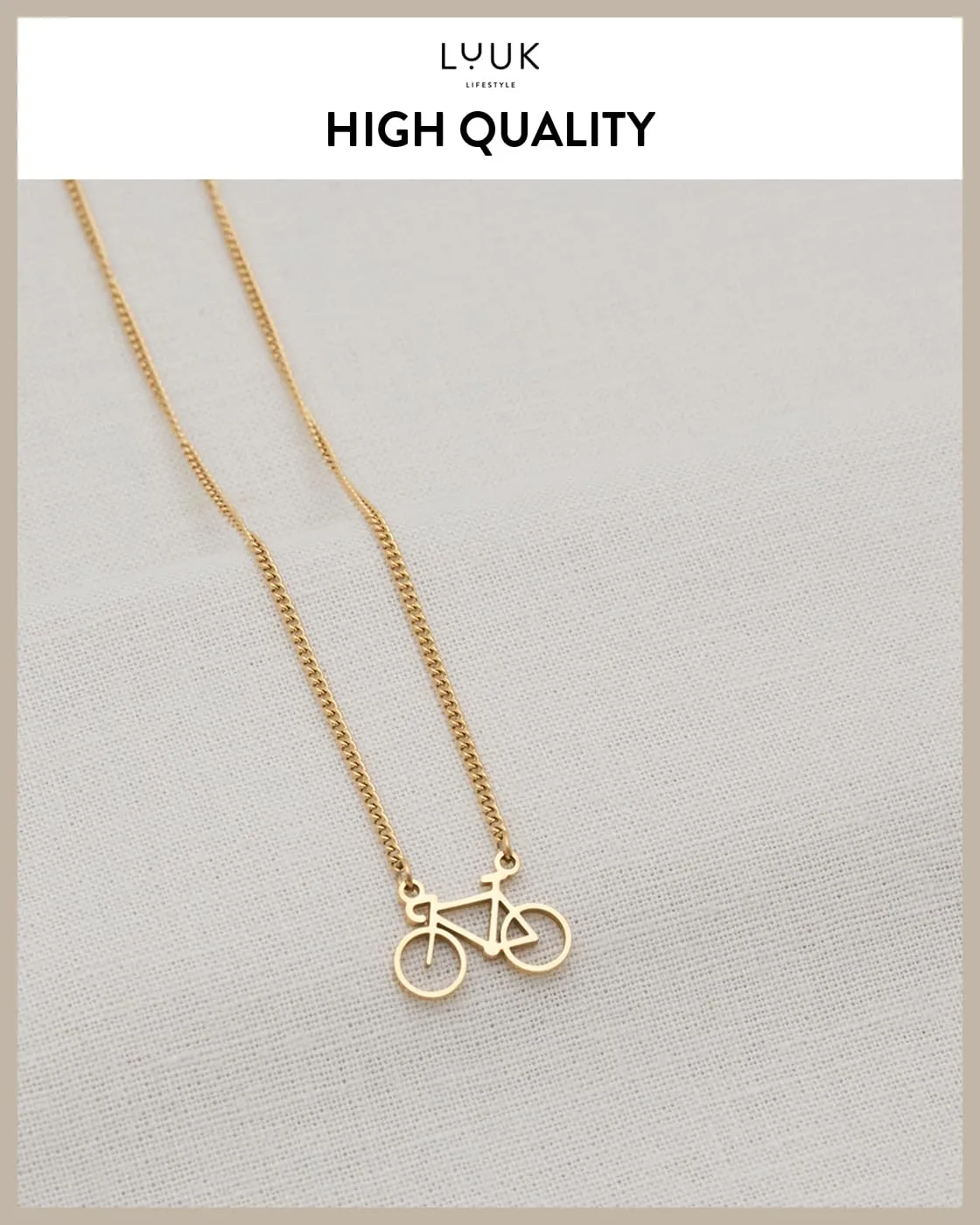 LUUK LIFESTYLE Collana con Ciondolo Bicicletta, Oro, 50cm - immagine 4