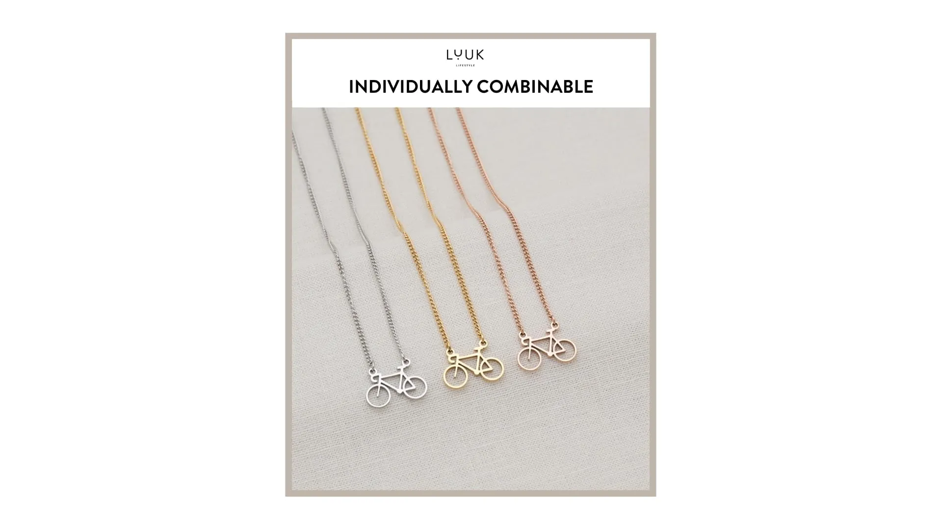LUUK LIFESTYLE Collana con Ciondolo Bicicletta, Oro, 50cm - immagine 5