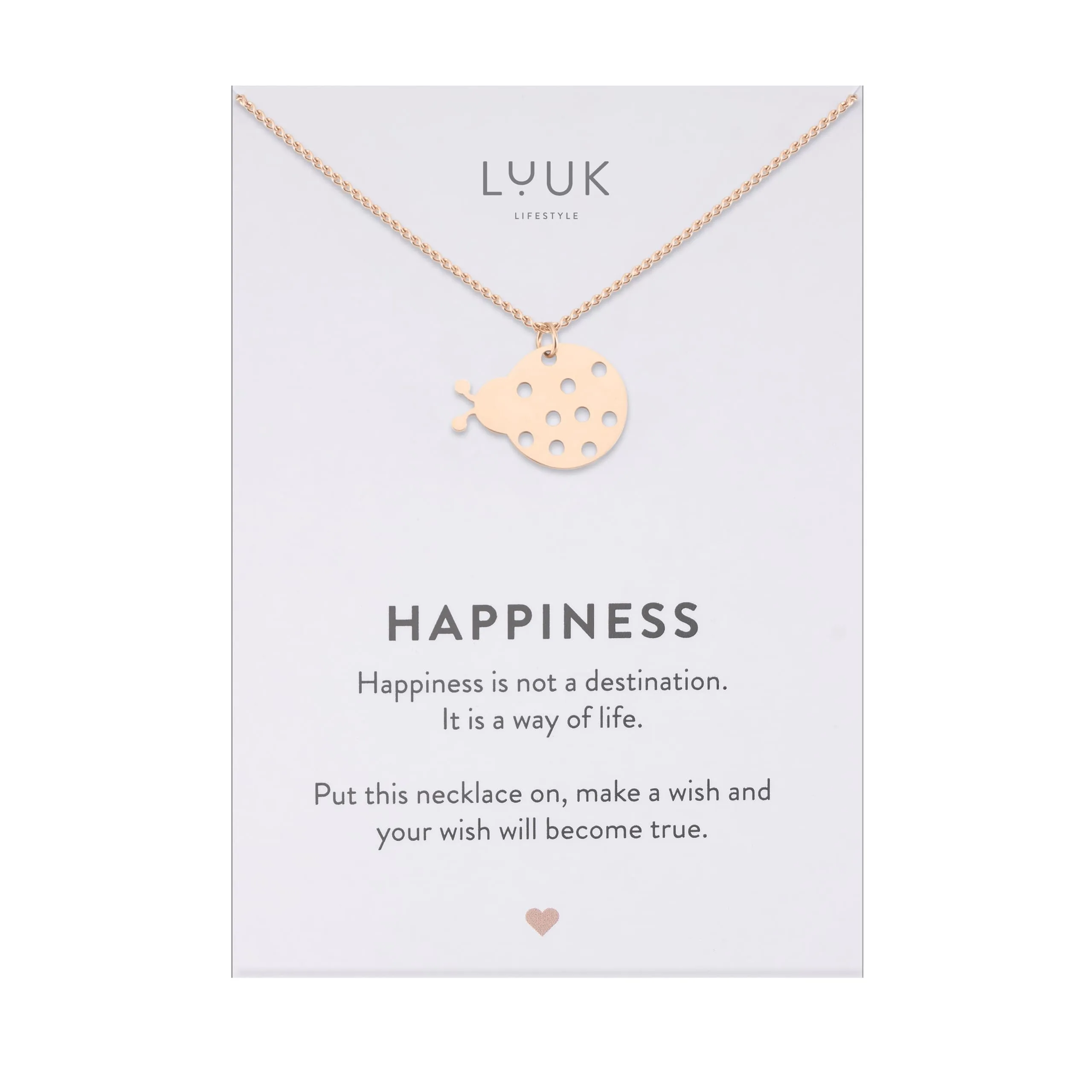 LUUK LIFESTYLE Collana Acciaio Inox con Ciondolo Coccinella, Oro Rosa, 50cm - immagine 1